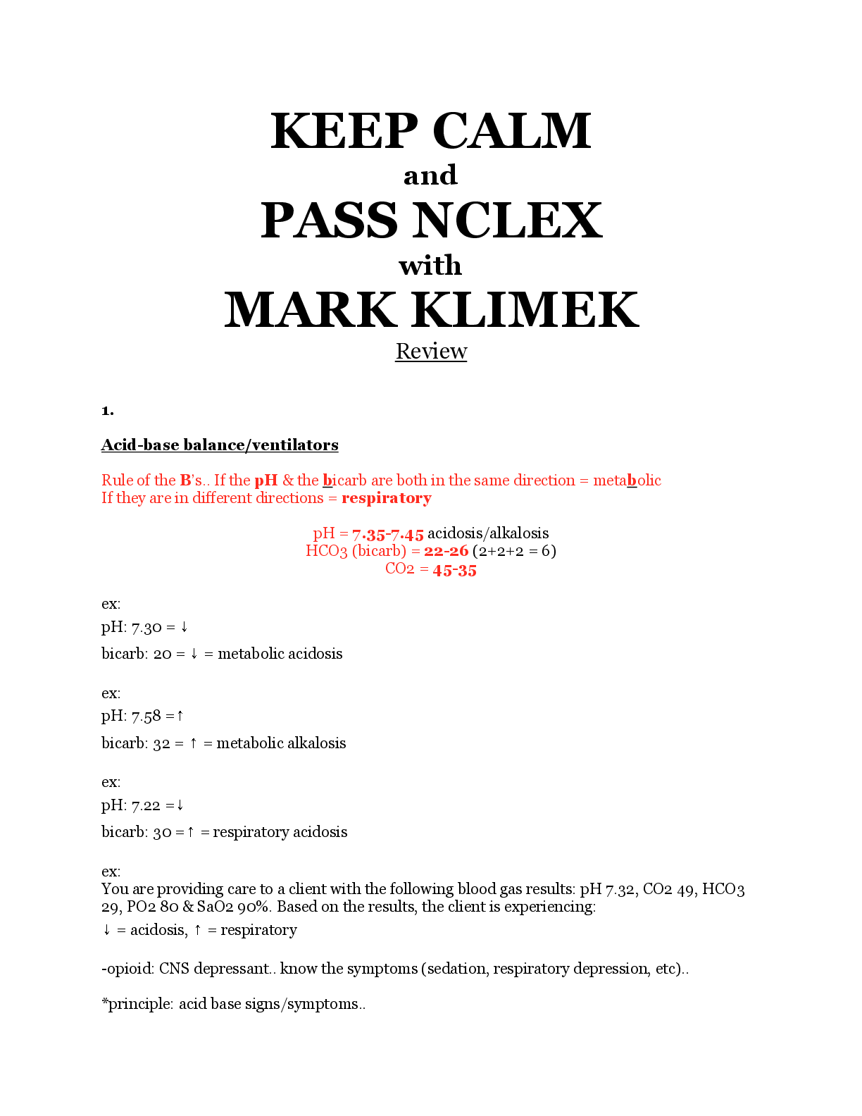 Preview image of Mark Klimek Review notes document