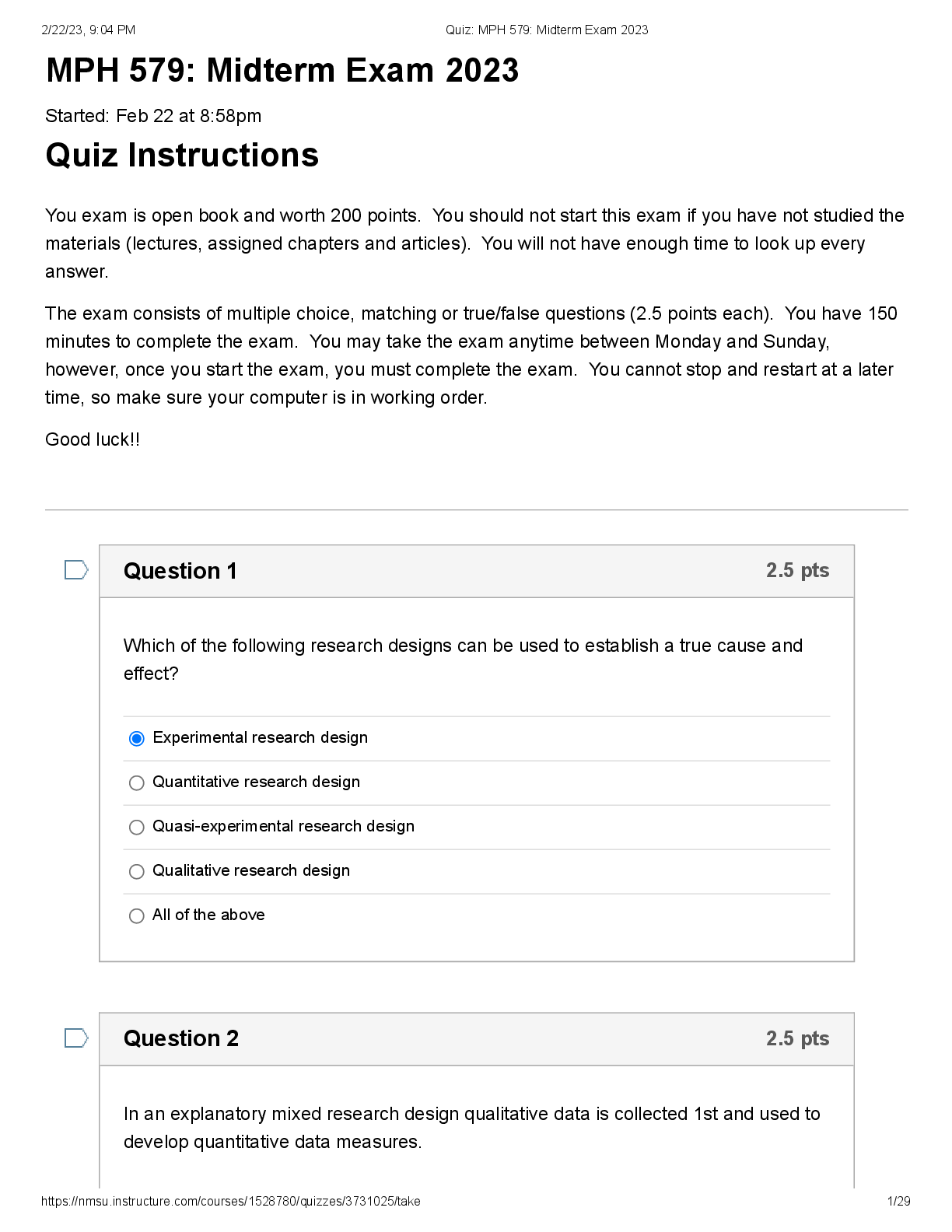 Preview image for MPH 579  Midterm Exam 2023