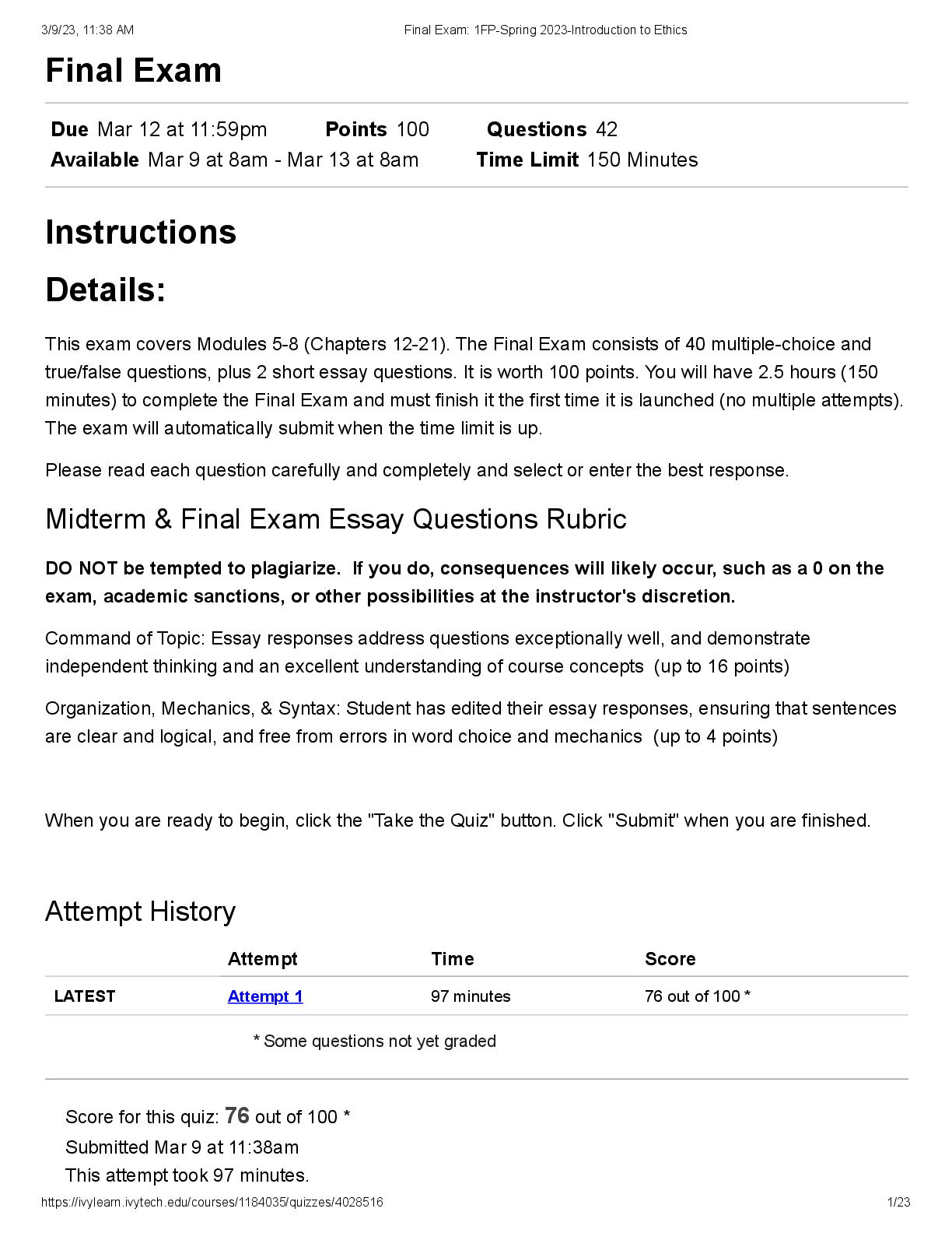 Preview image for Final Exam 1FP-Spring 2023-Introduction to Ethics