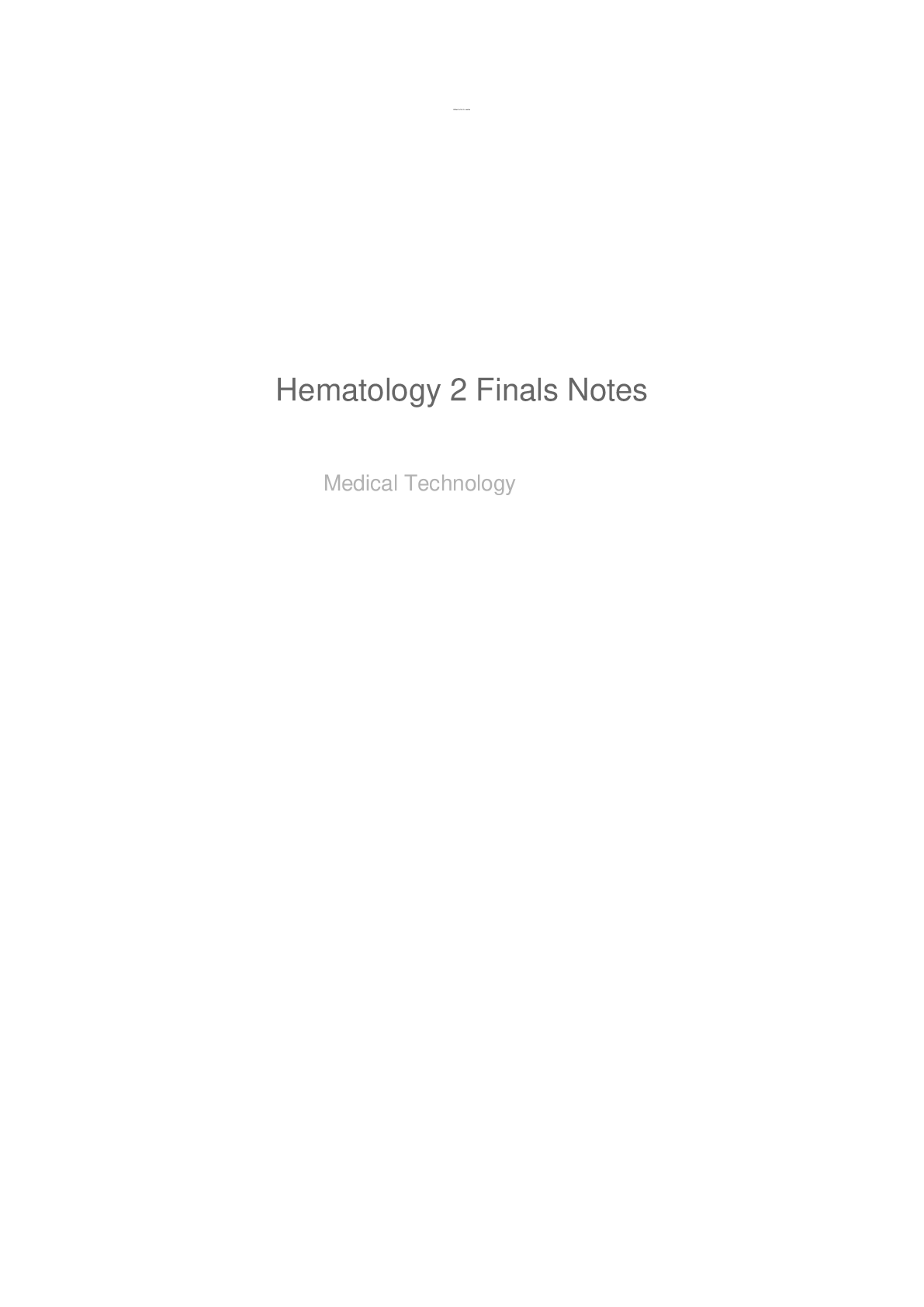 Preview image for Hematology 2 Finals Notes