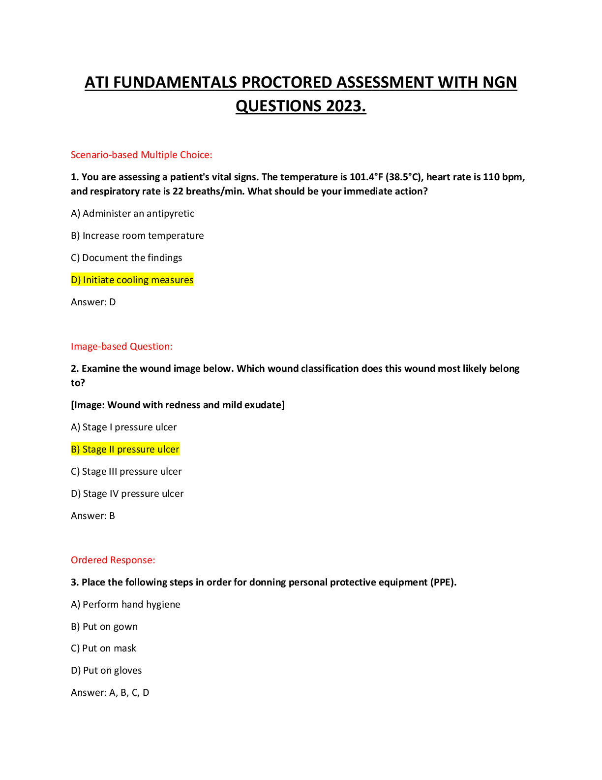 Preview image for ATI FUNDAMENTALS PROCTORED ASSESSMENT WITH NGN QUESTIONS 2023