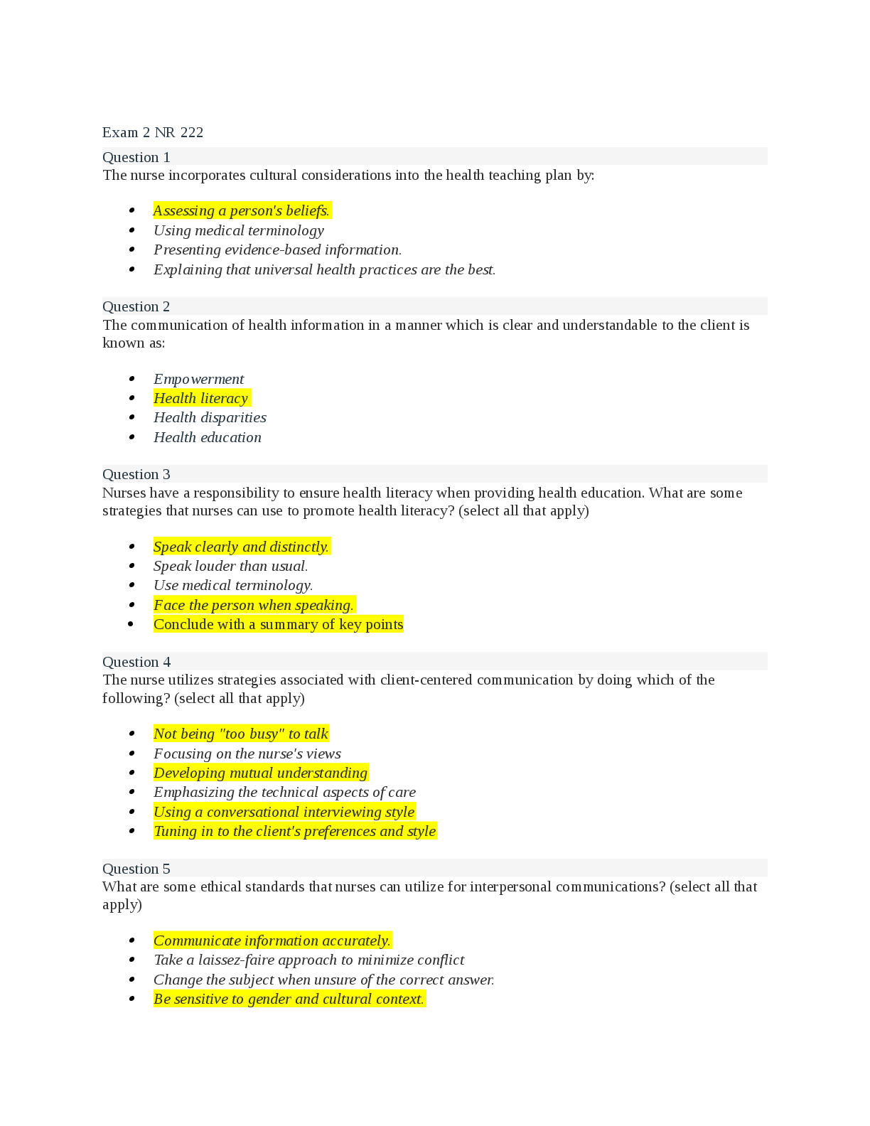 Preview image for NR222 Exam 2