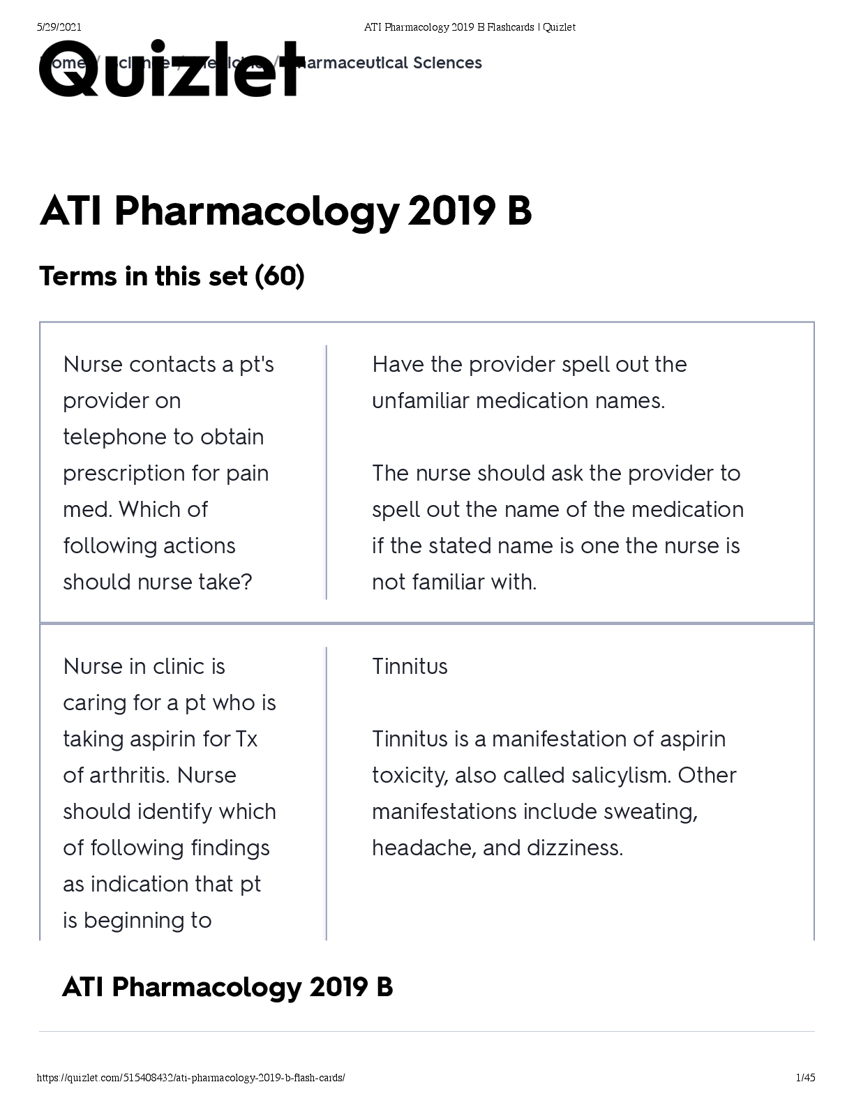 Preview image for ATI Pharmacology 2019 B