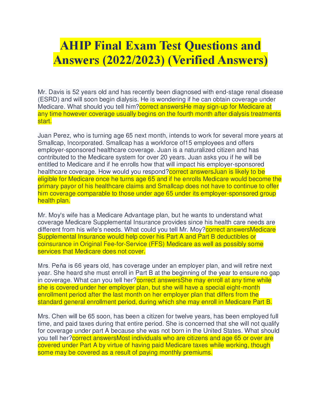 Preview image for ahip_final_exam_test_questions_and_answers_2022_2023_verified_answers_mr_davis_is_52_ye__1_