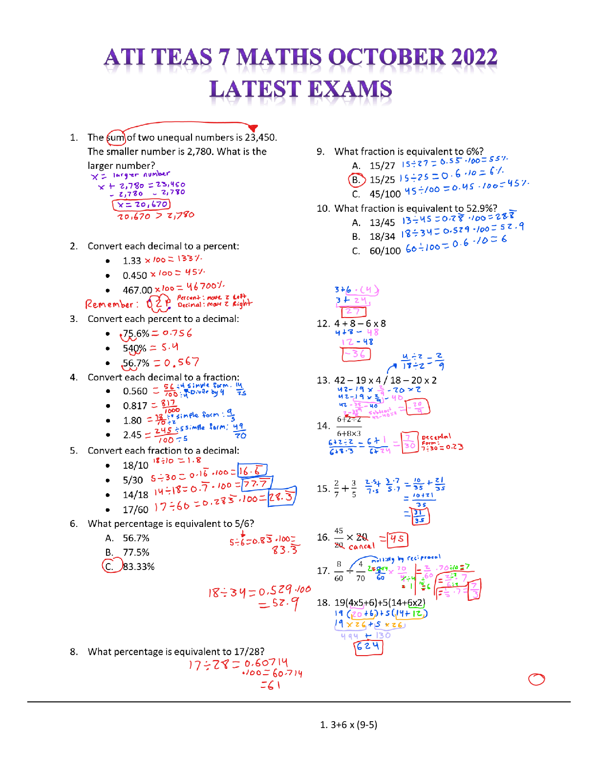 Preview of ATI_TEAS_7_LATEST_EXAMS