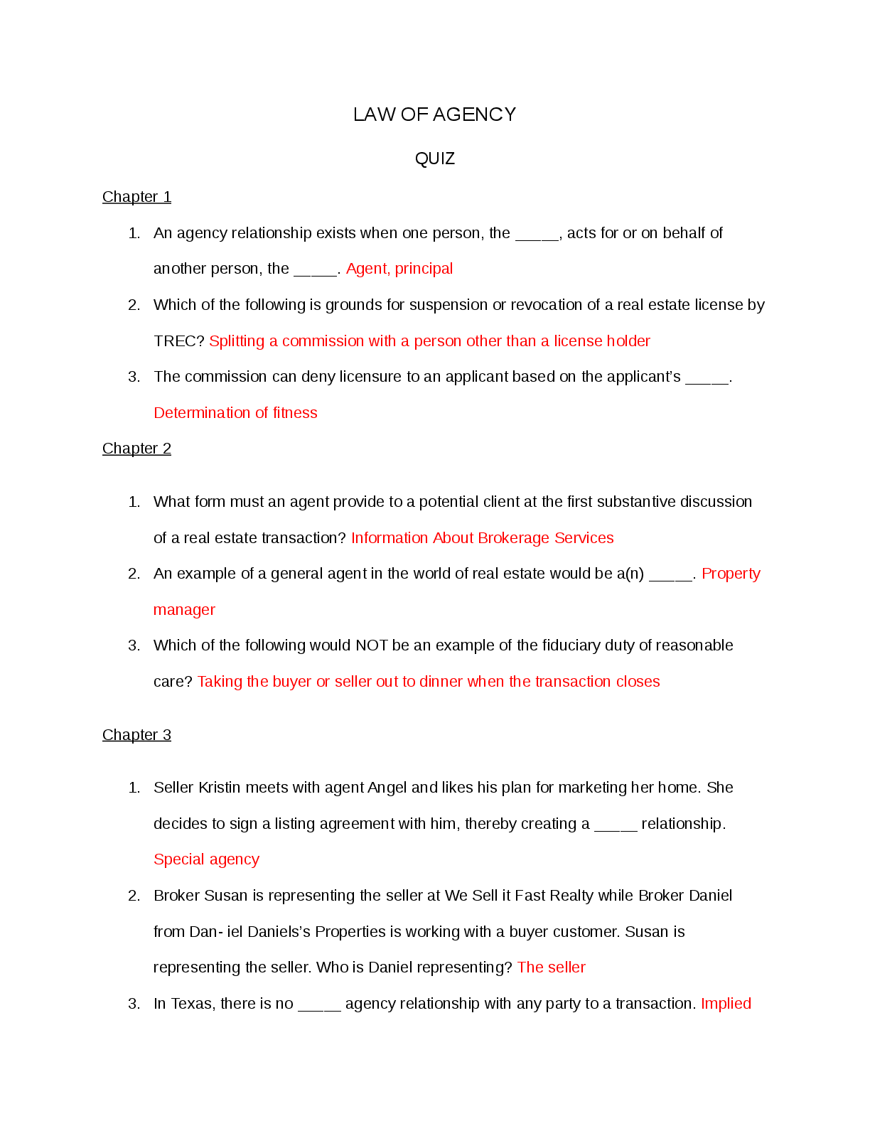 Preview image for LAW OF AGENCY QUESTIONS AND ANSWERS