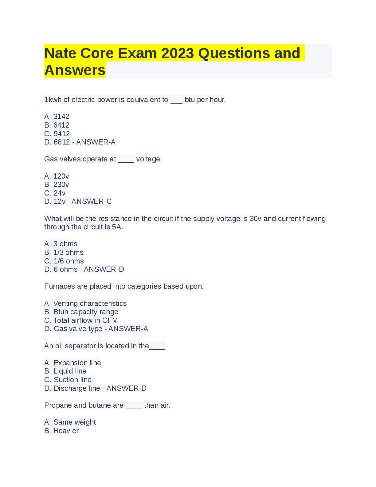 Preview of Nate_Core_Exam_2023_Questions_and_Answers