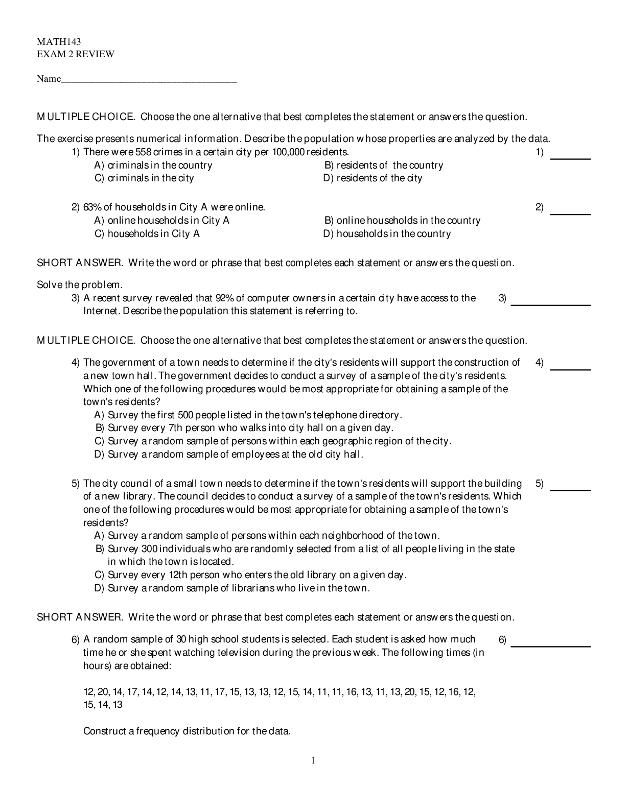 Preview image for Math 143 Final Exam