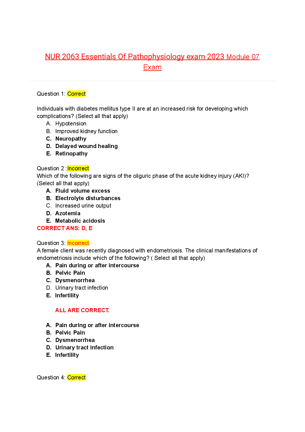 Preview image for NUR 2063 Essentials Of Pathophysiology 2023 module 07 exam (50 questions)