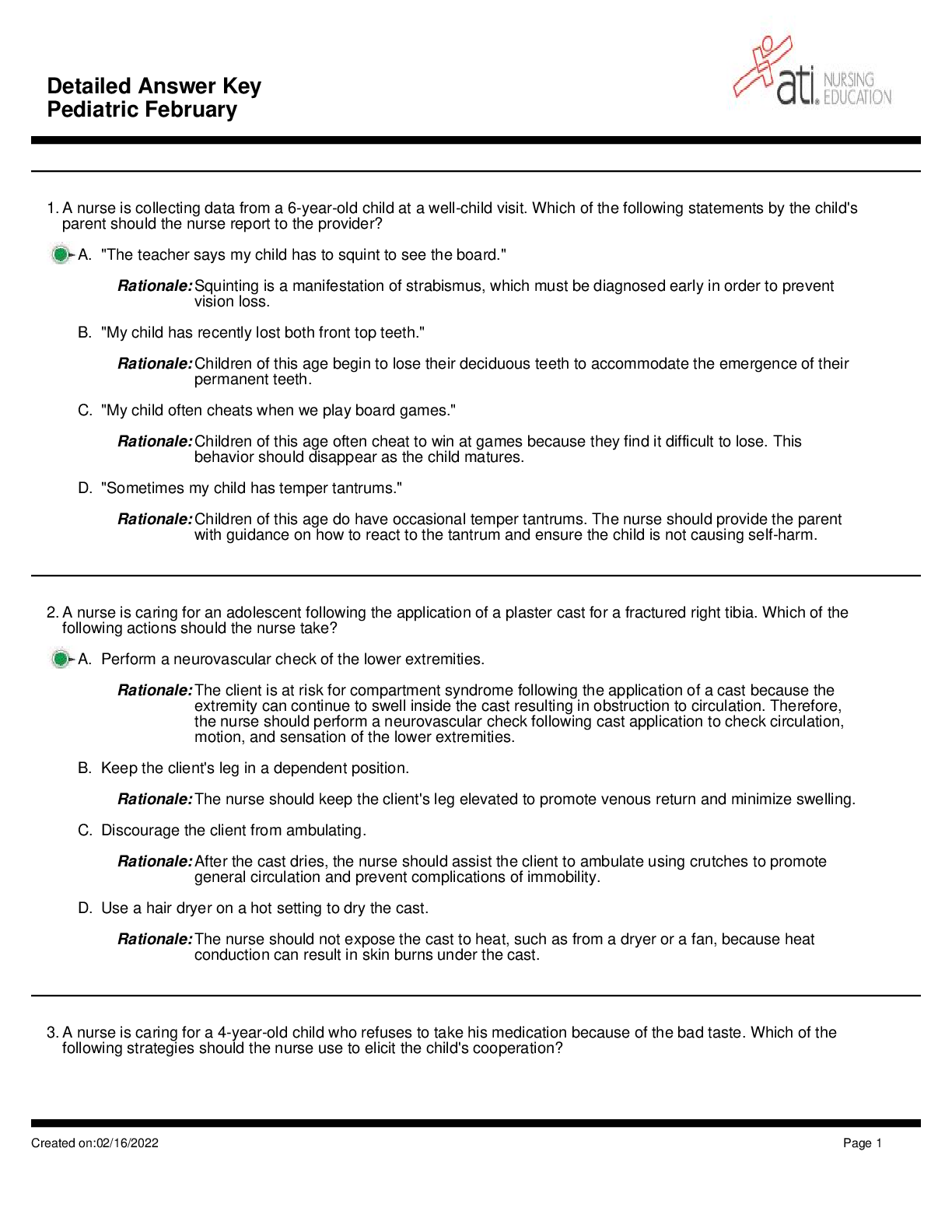 Preview image for Pediatric Nursing Questions and Answers 2023