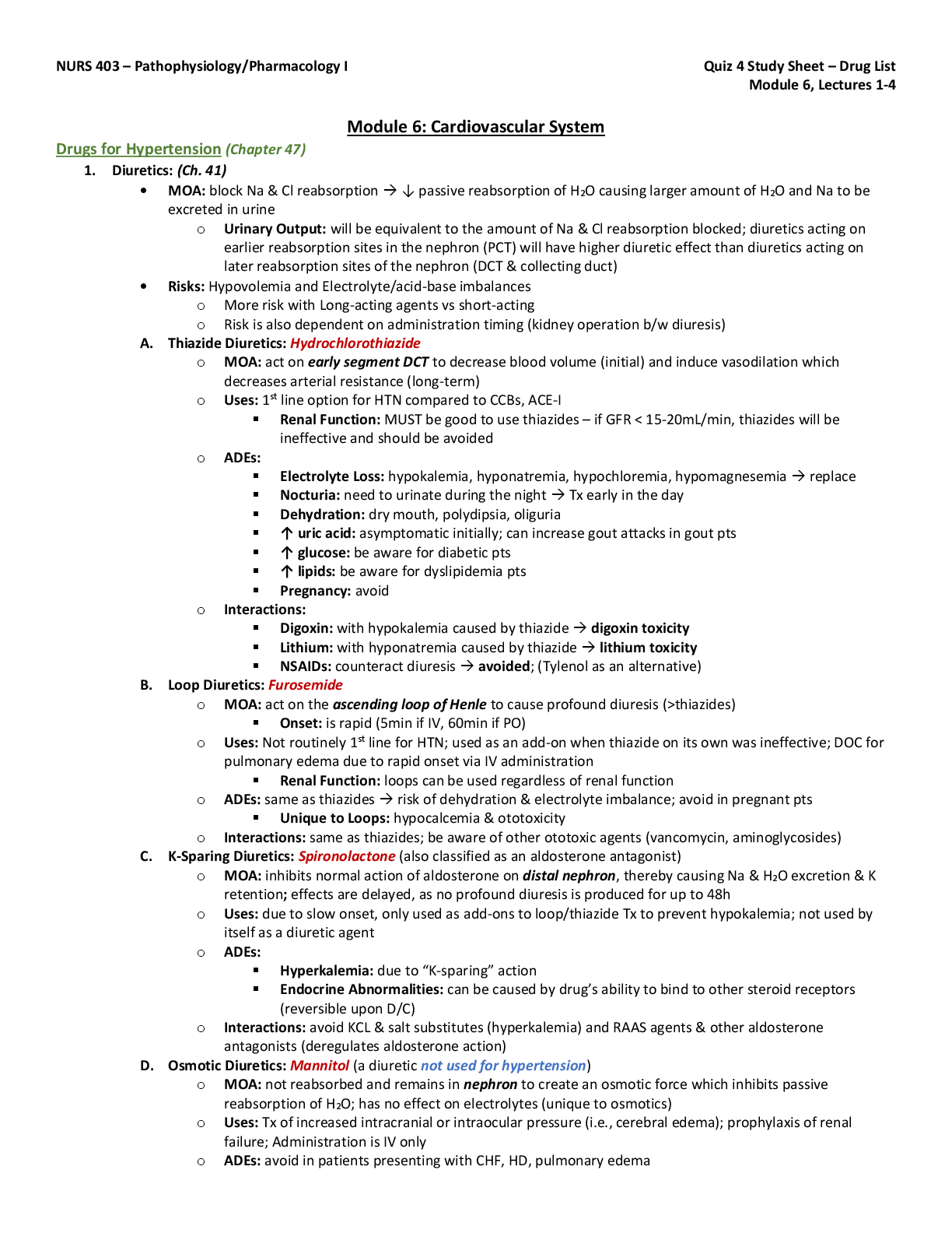 Preview of NURS 403 Pathophysiology Pharmacology