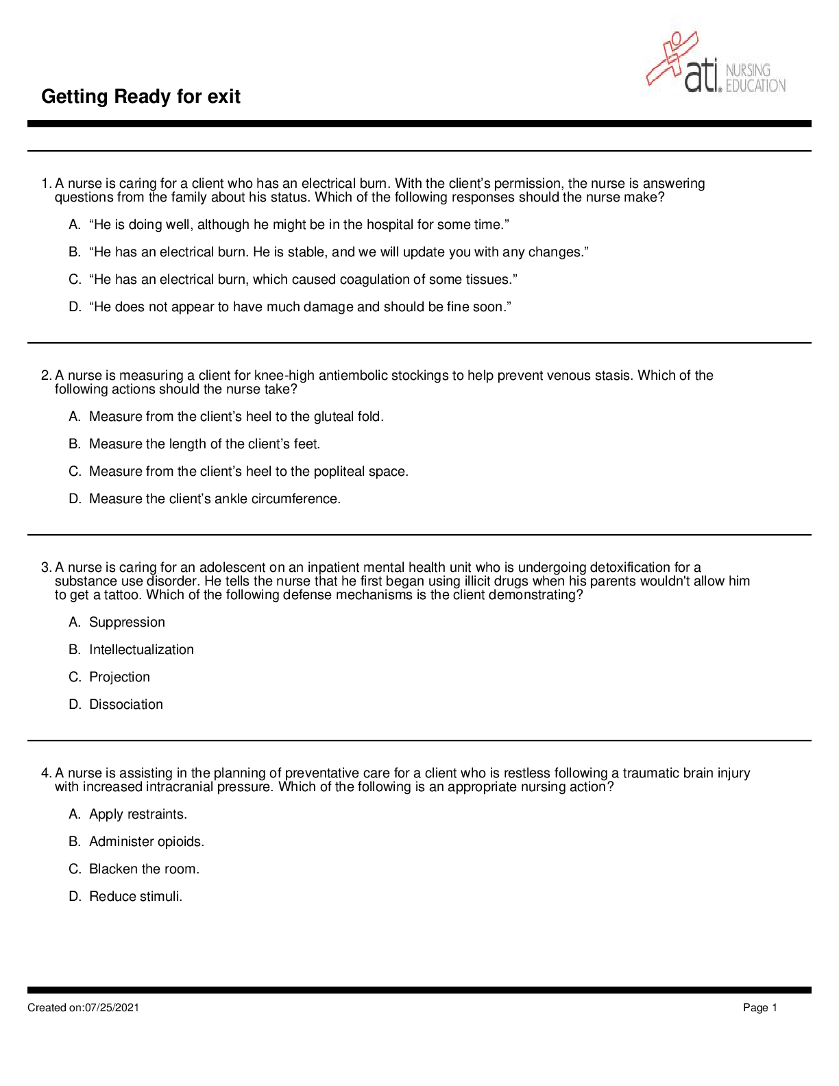 Preview image for HESI EXIT EXAM QUESTIONS AND ANSWERS 2023