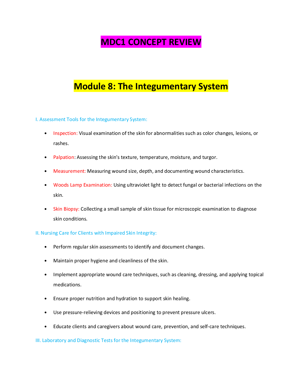 Preview image for MDC1 CONCEPT REVIEW