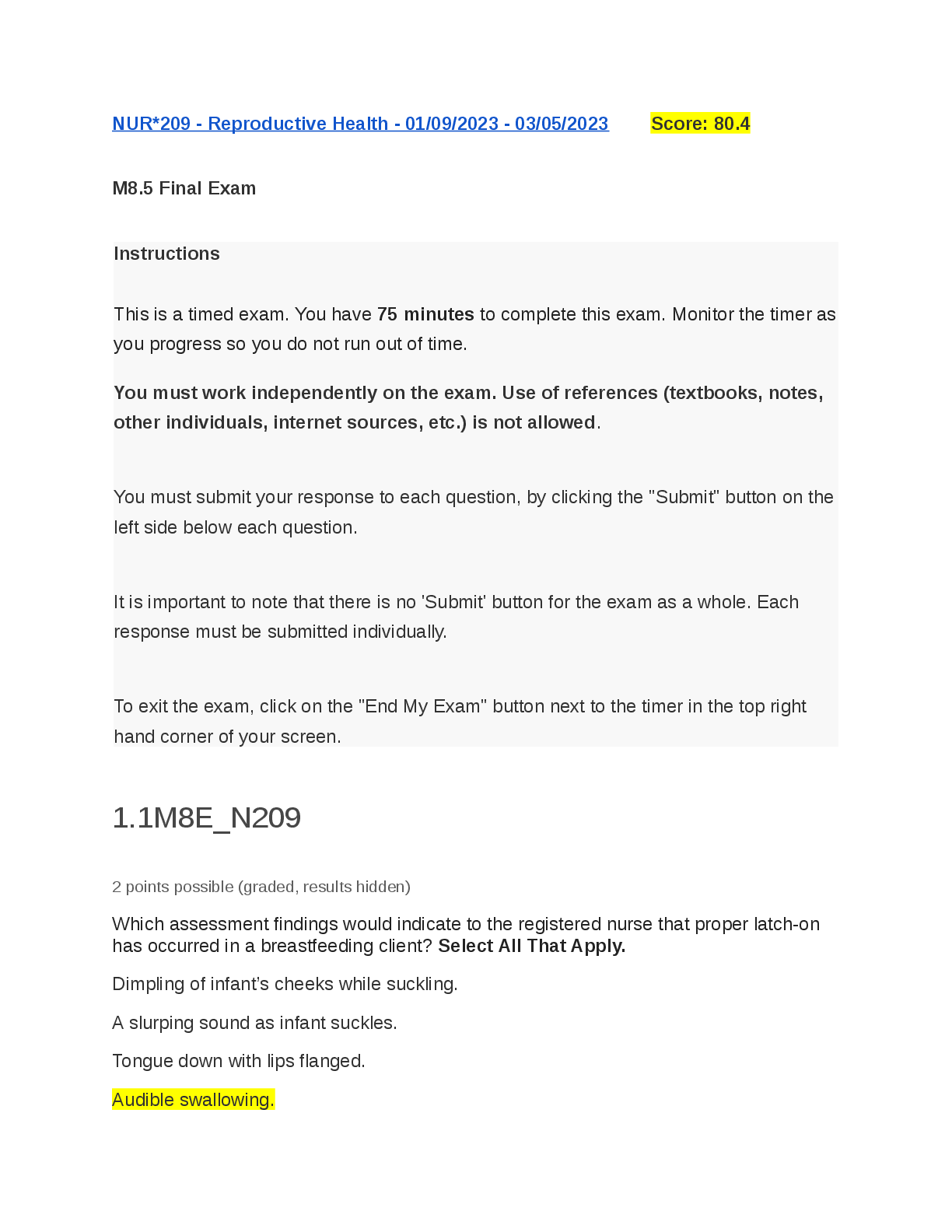 Preview image for NUR 209 - Reproductive Health Exam Questions and Answers