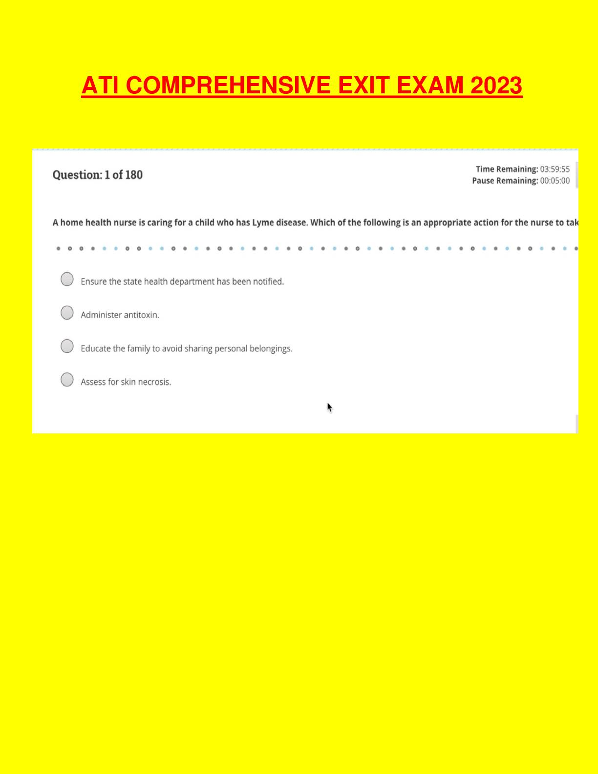 Preview image for ATI COMPREHENSIVE  EXIT EXAM 2023 WITH NGN (Answer Key at the End)