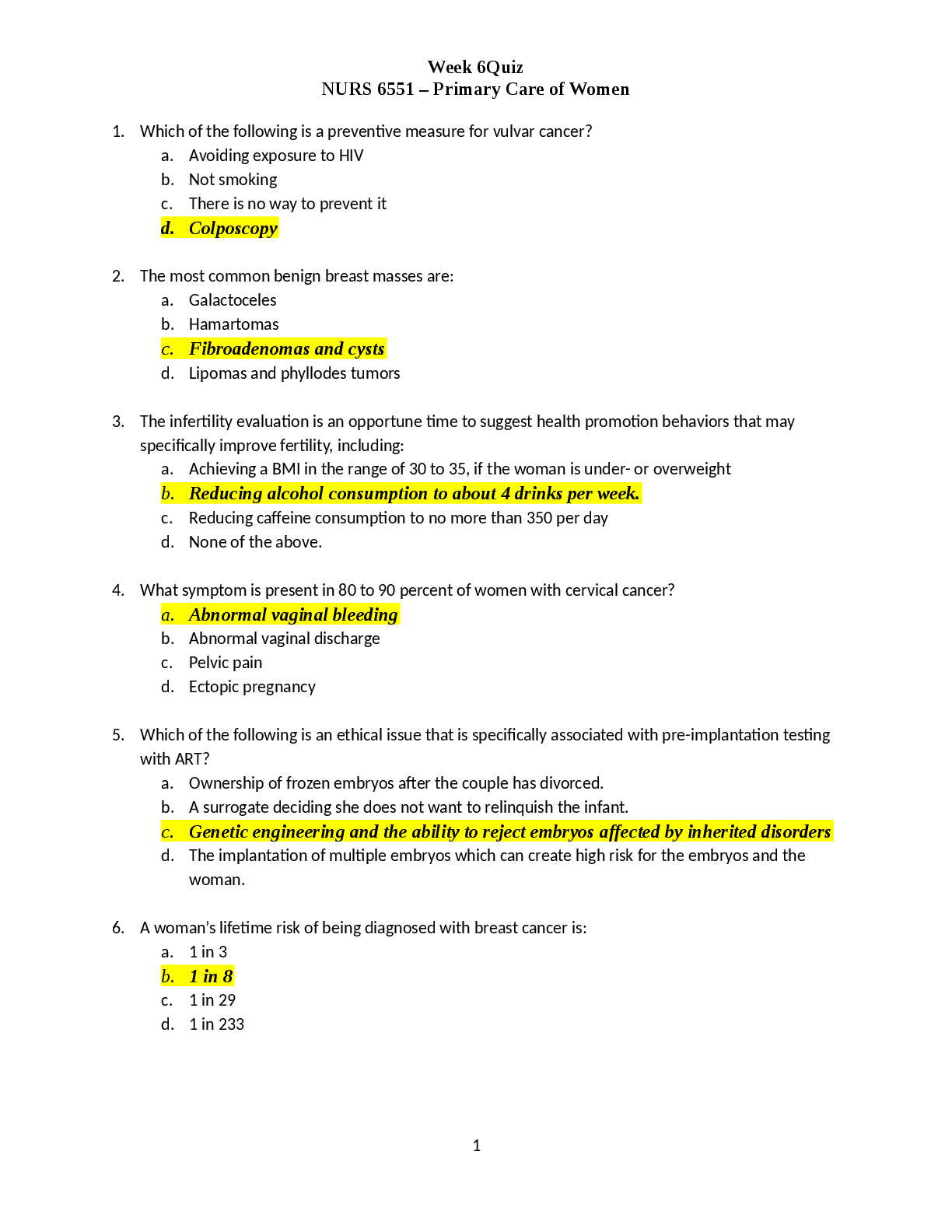 Preview image for NURS 6551 – Primary Care of Women