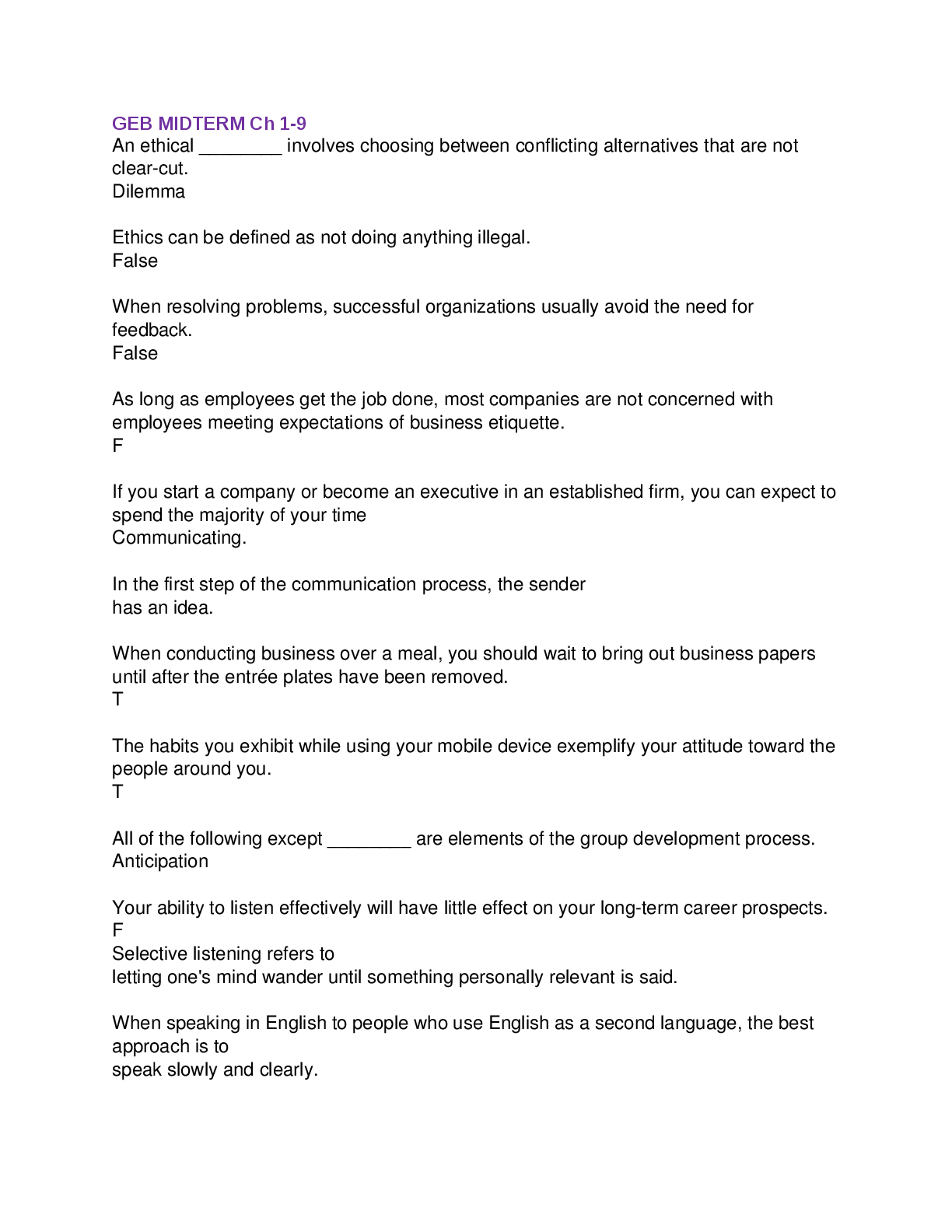 Preview of GEB MIDTERM Ch 1-9 - GEB MIDTERM