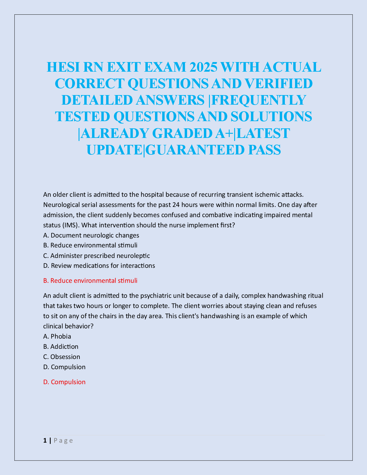 Preview of HESI RN EXIT EXAM 2025