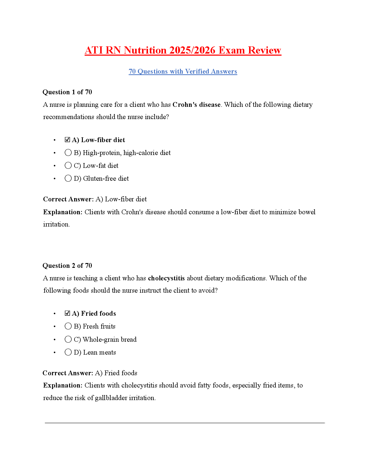 Preview image for RN Nutrition  Comprehensive Exam Study Guide