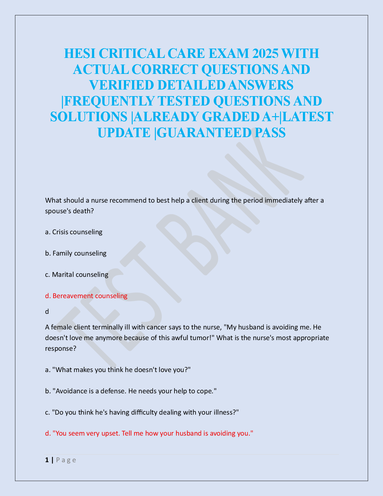 Preview of HESI CRITICAL CARE EXAM 2025