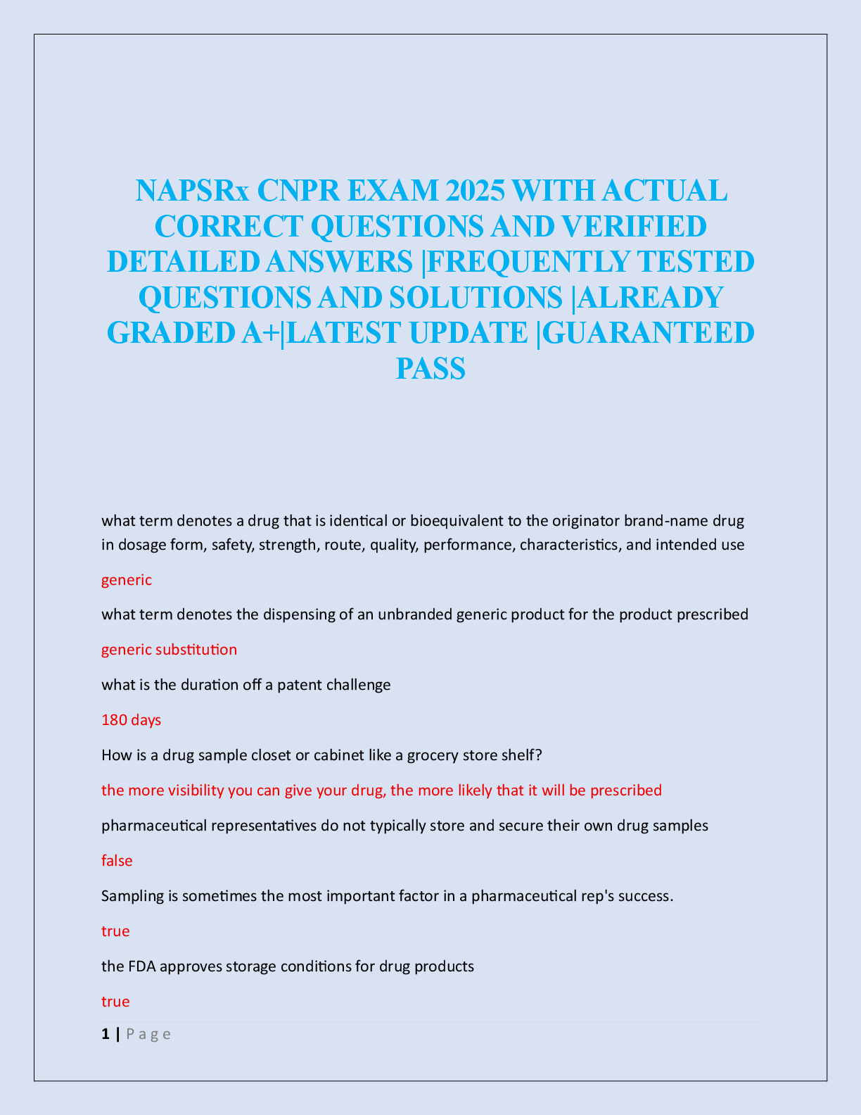 NAPSRx CNPR EXAM 2025