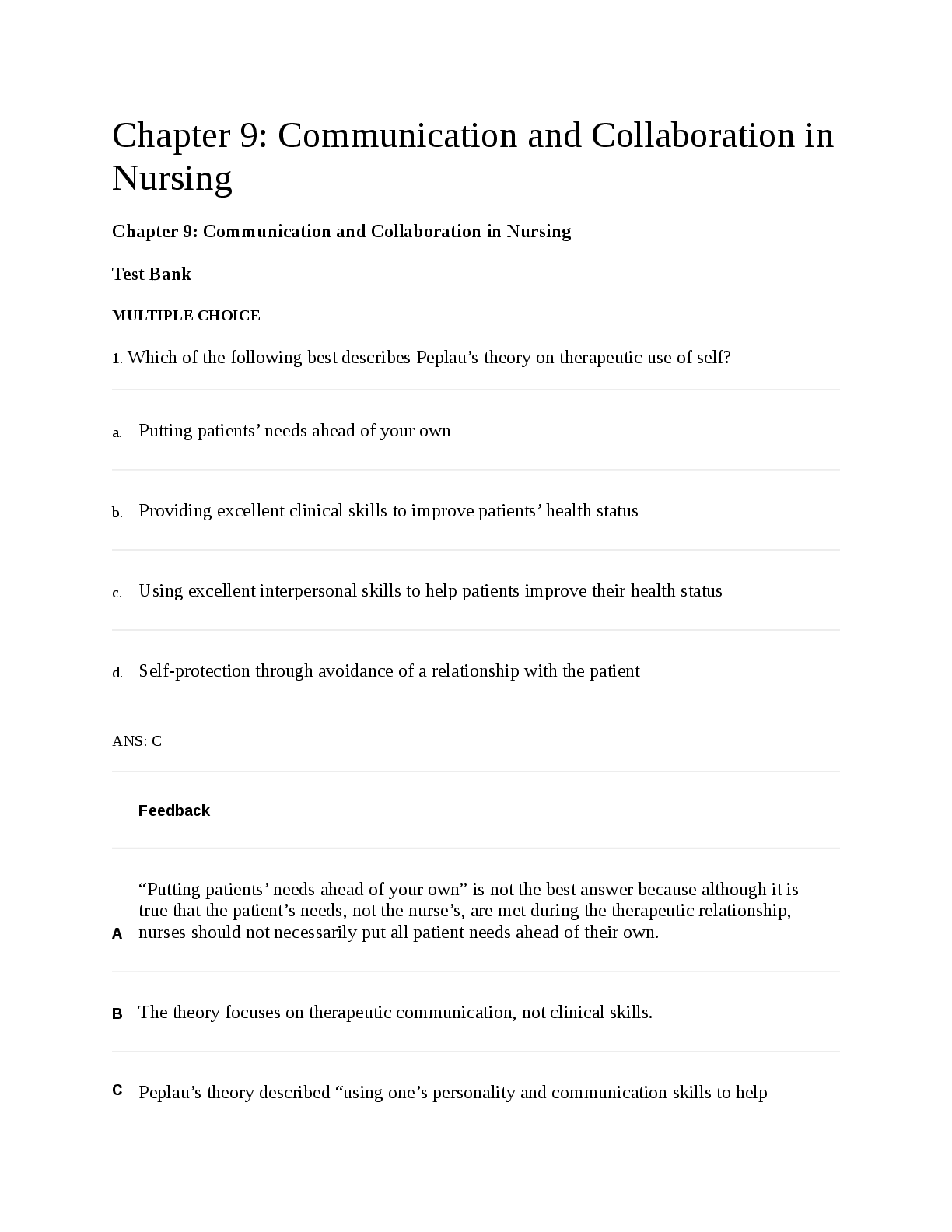 Preview image for Communication and Collaboration in Nursing Questions and Answers