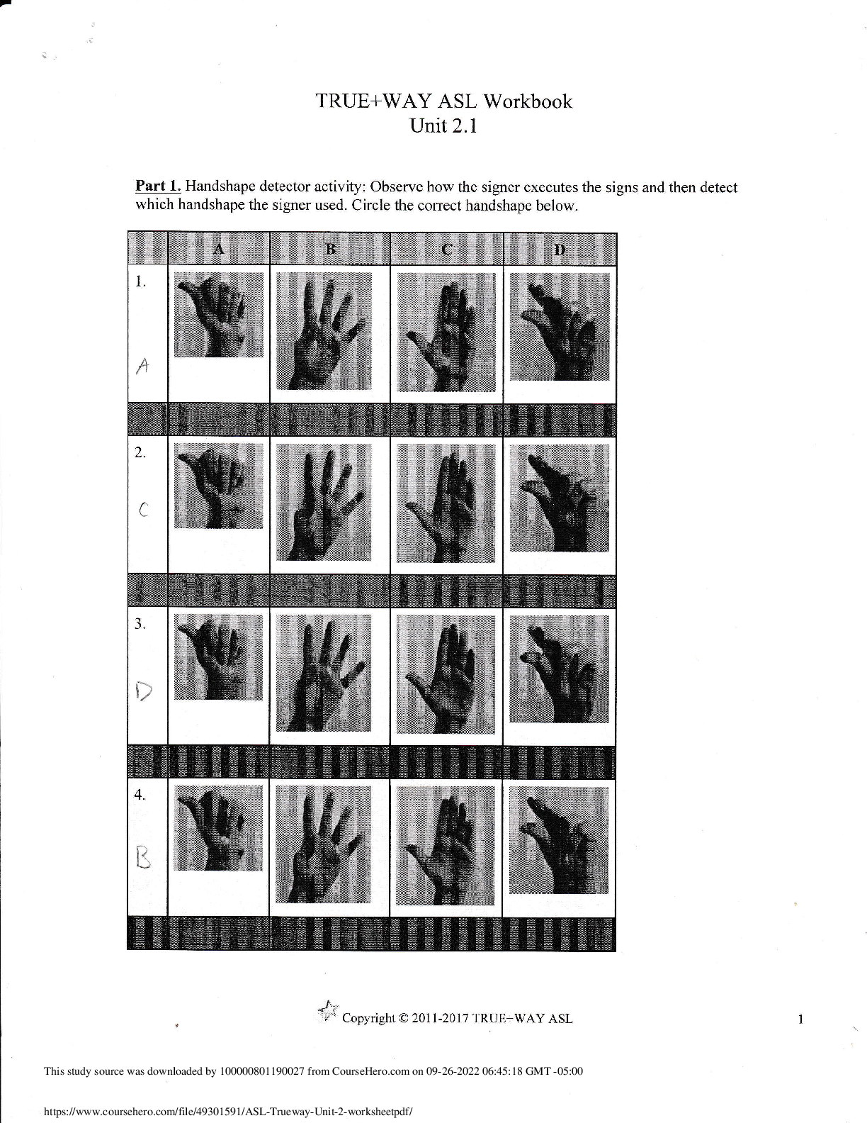 Preview image for ASL_Trueway_Unit_2_worksheet
