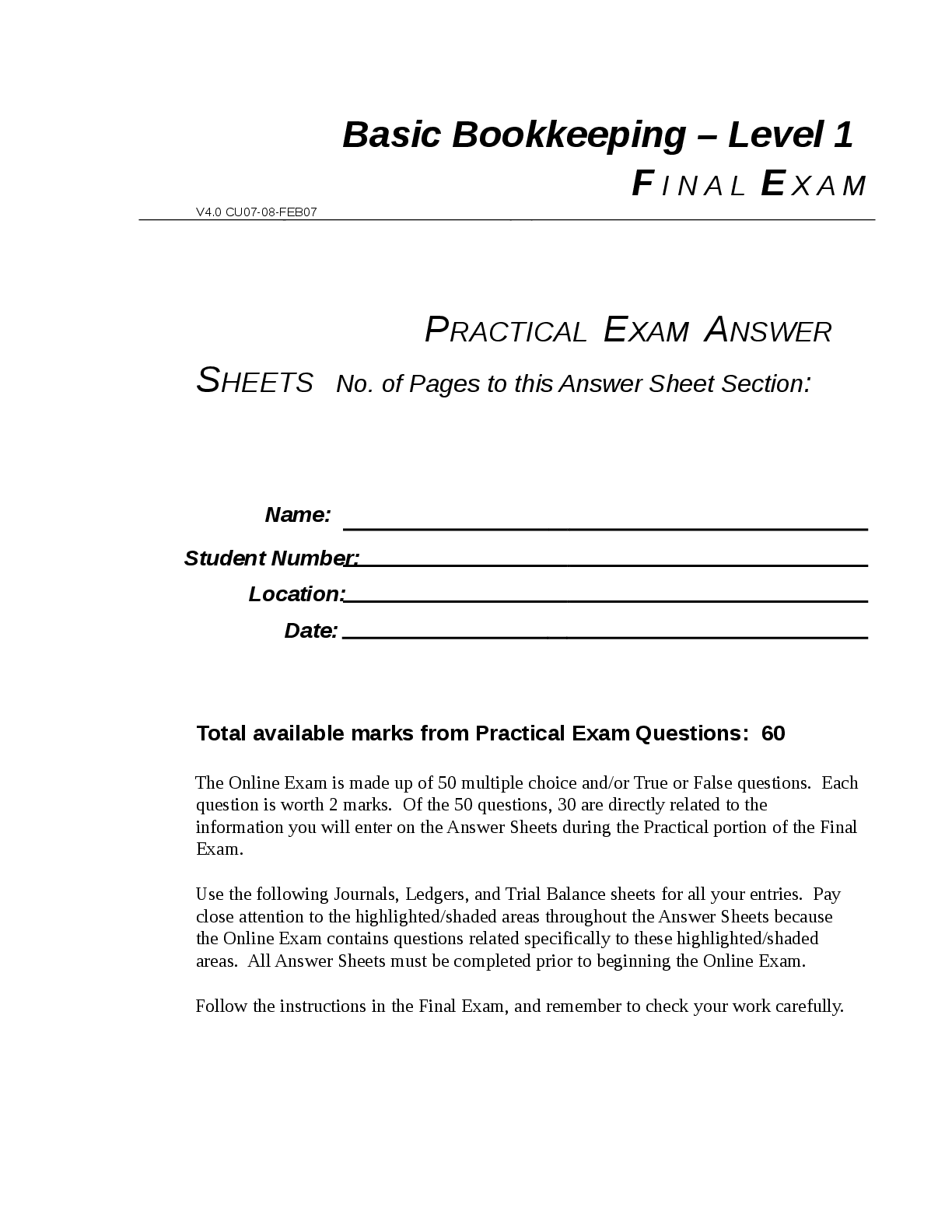 Preview image for BBK99E1_Practical_Exam_Answer_Sheets