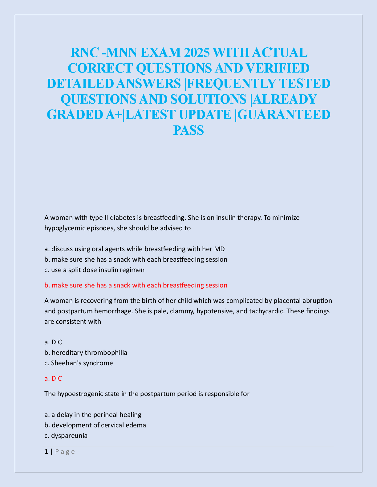 Preview image of RNC -MNN EXAM 2025 document