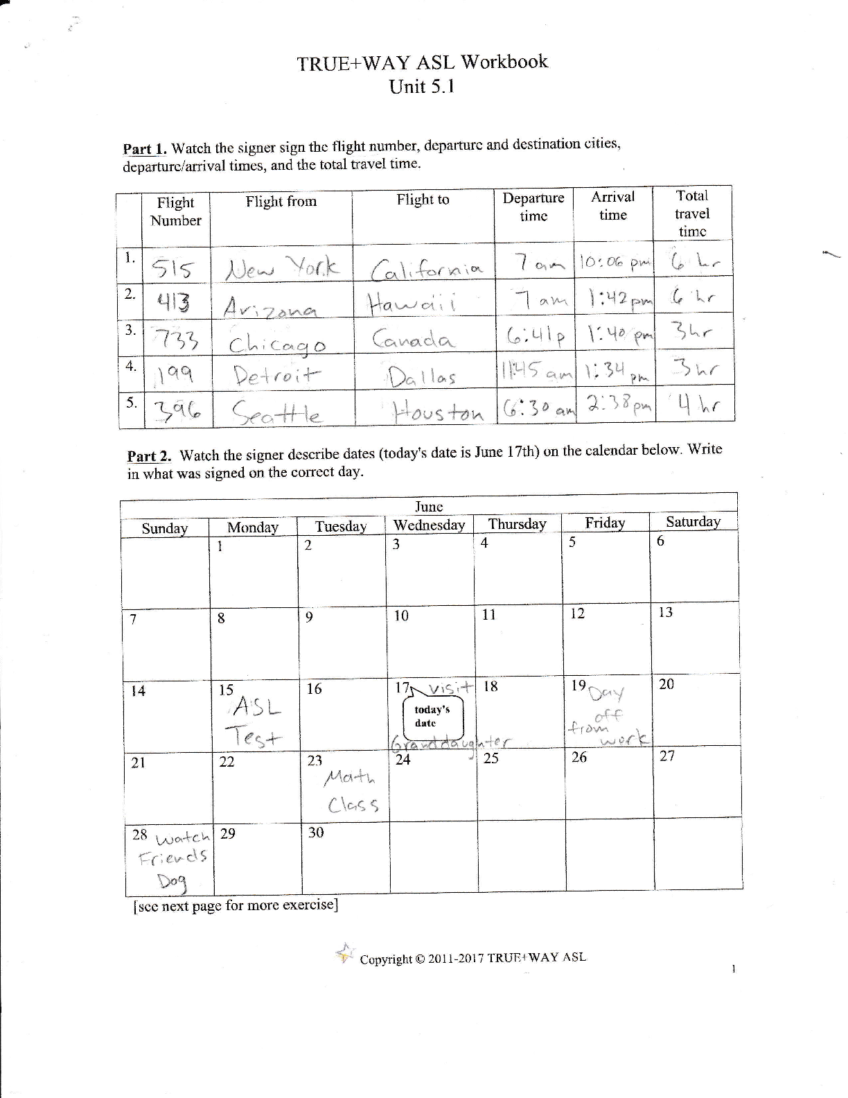 Preview image for ASL_Trueway_Unit_5_worksheets