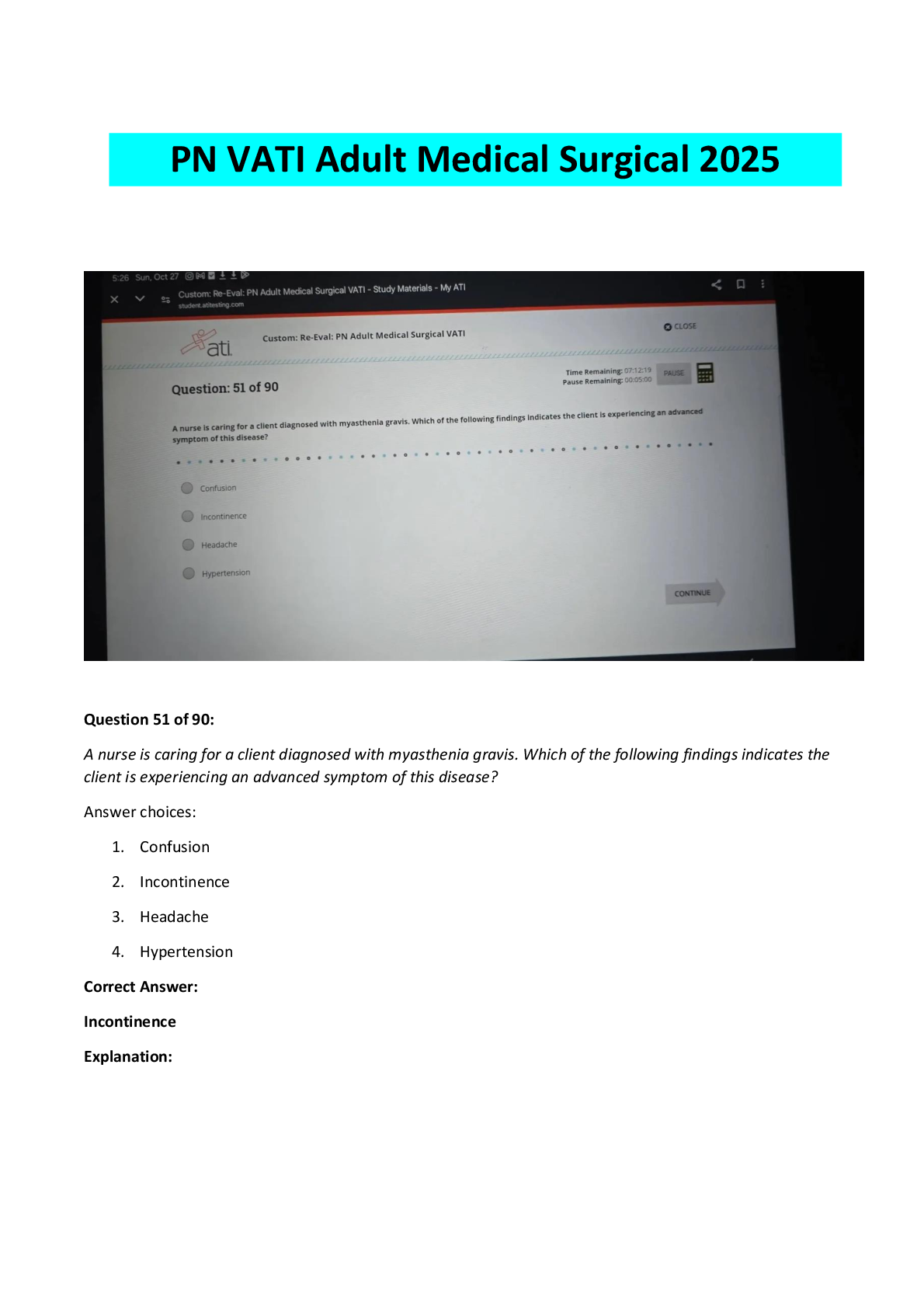 Preview image for PN Adult Medical Surgical VATI Comprehensive Exam Guide