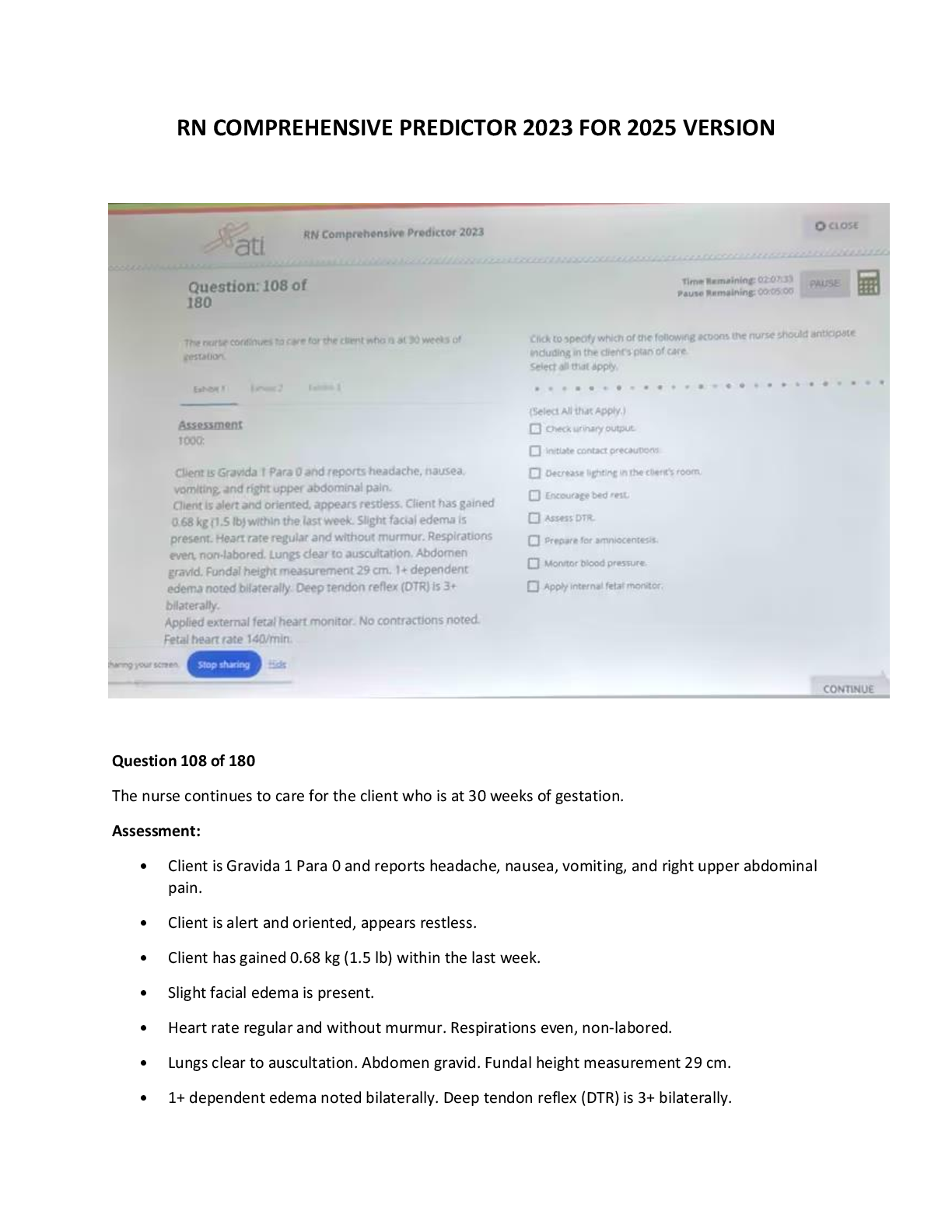 Preview image for RN Comprehensive Predictor Retake Comprehensive Exam Study Guide