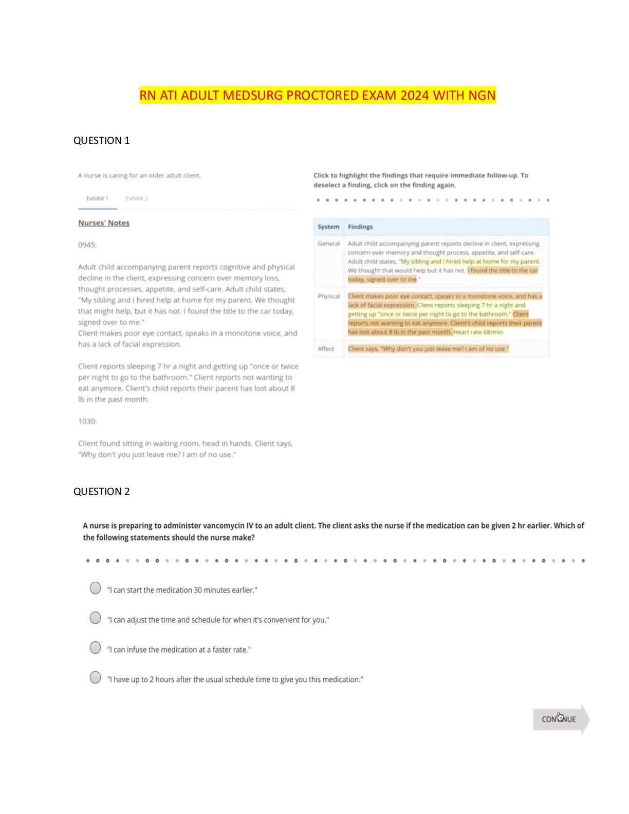 Preview image for RN ATI ADULT MEDSURG PROCTORED EXAM 2023 WITH NGN