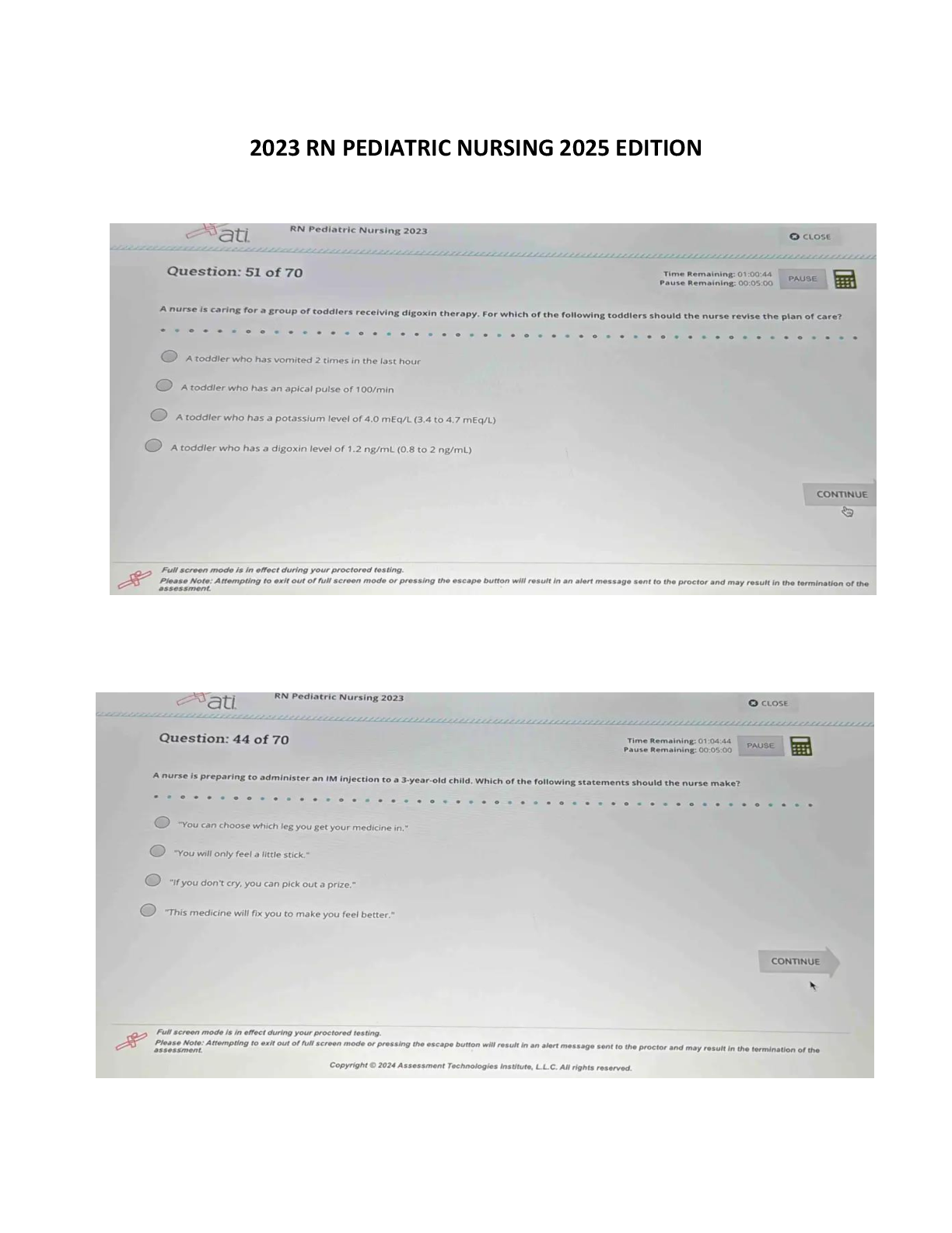 Preview image for RN Pediatric Nursing Comprehensive Exam Study Guide
