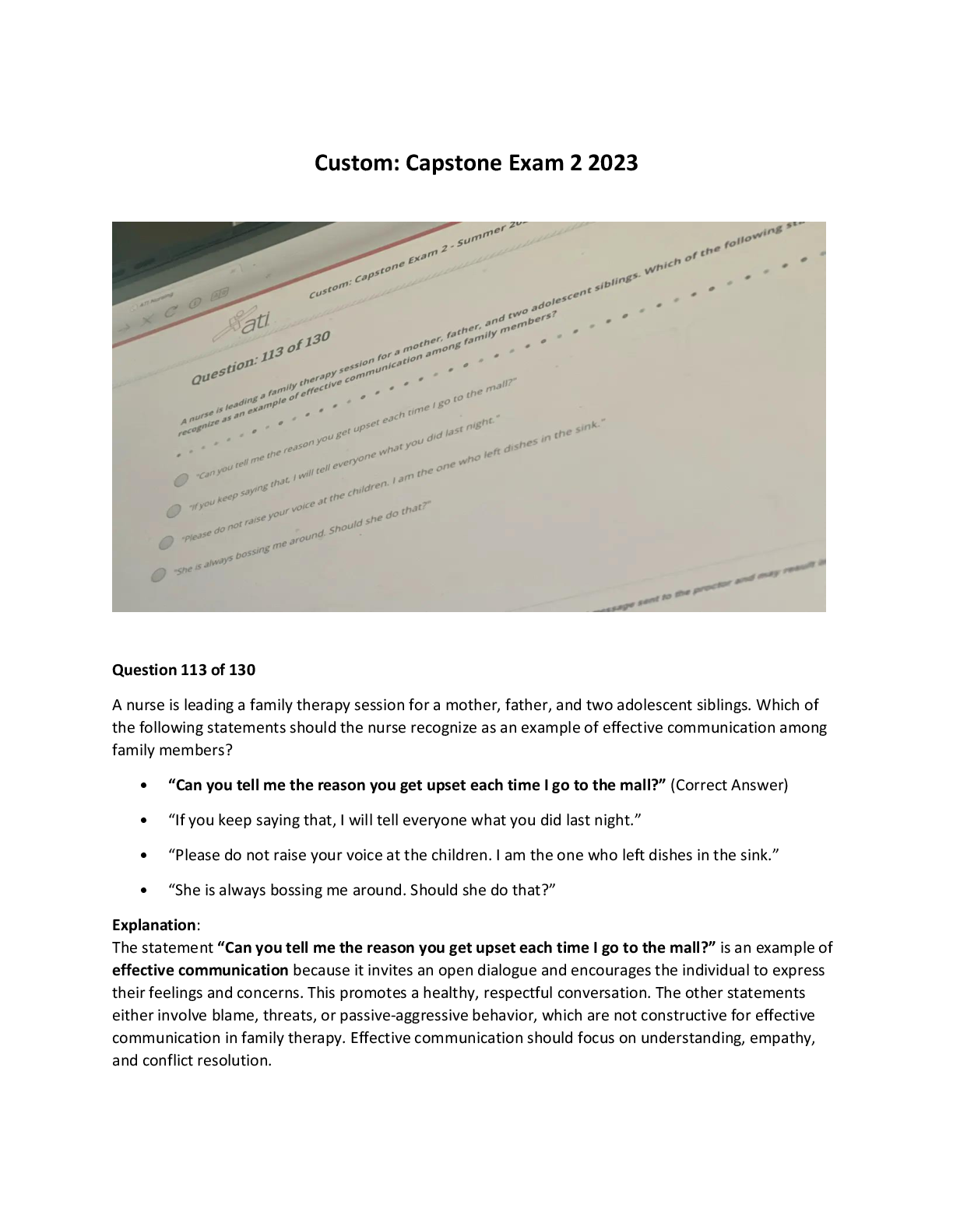 Preview image for Custom RN Capstone Exam 2 Comprehensive Exam Study Guide