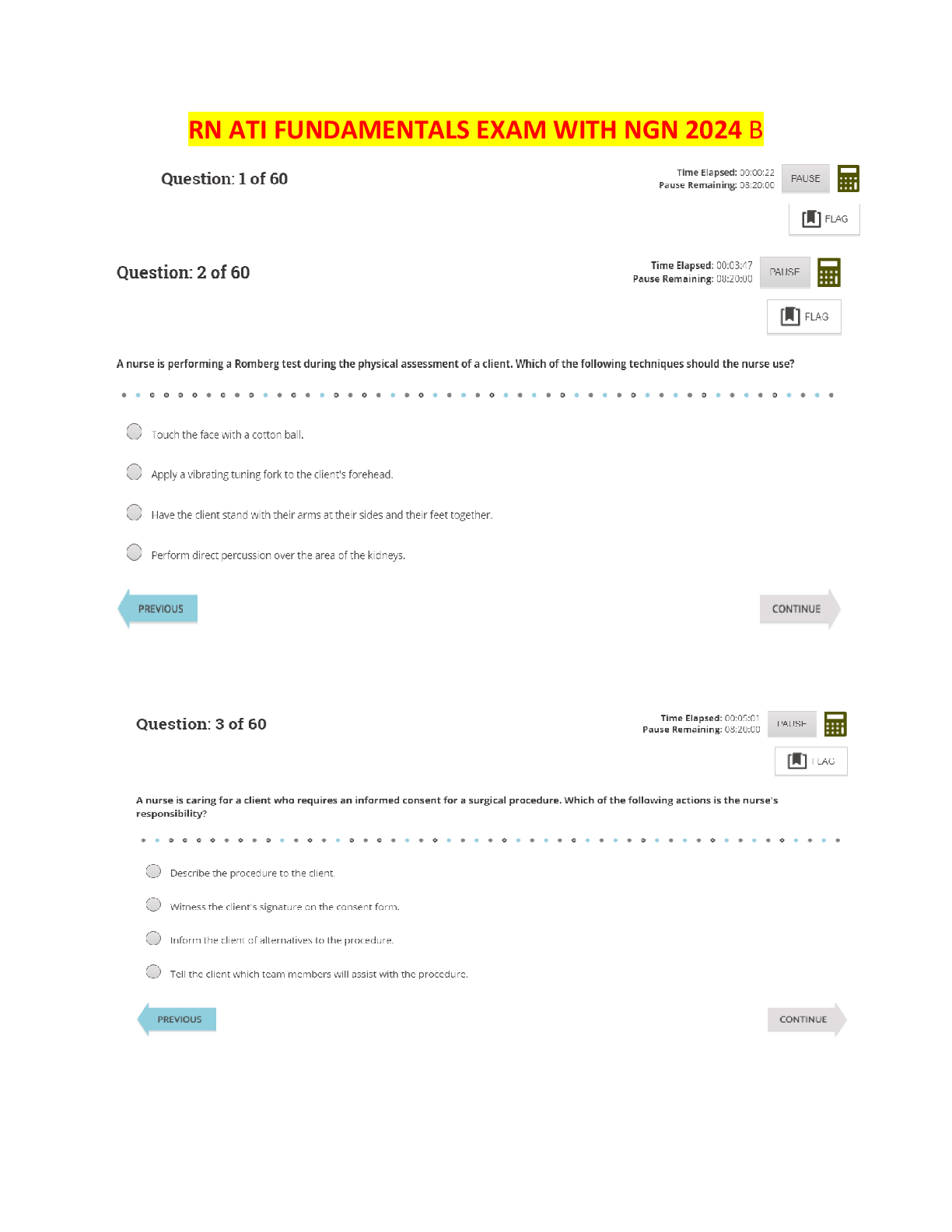 Preview image for RN ATI FUNDAMENTALS PROCTORED EXAM 2024 WITH NGN B