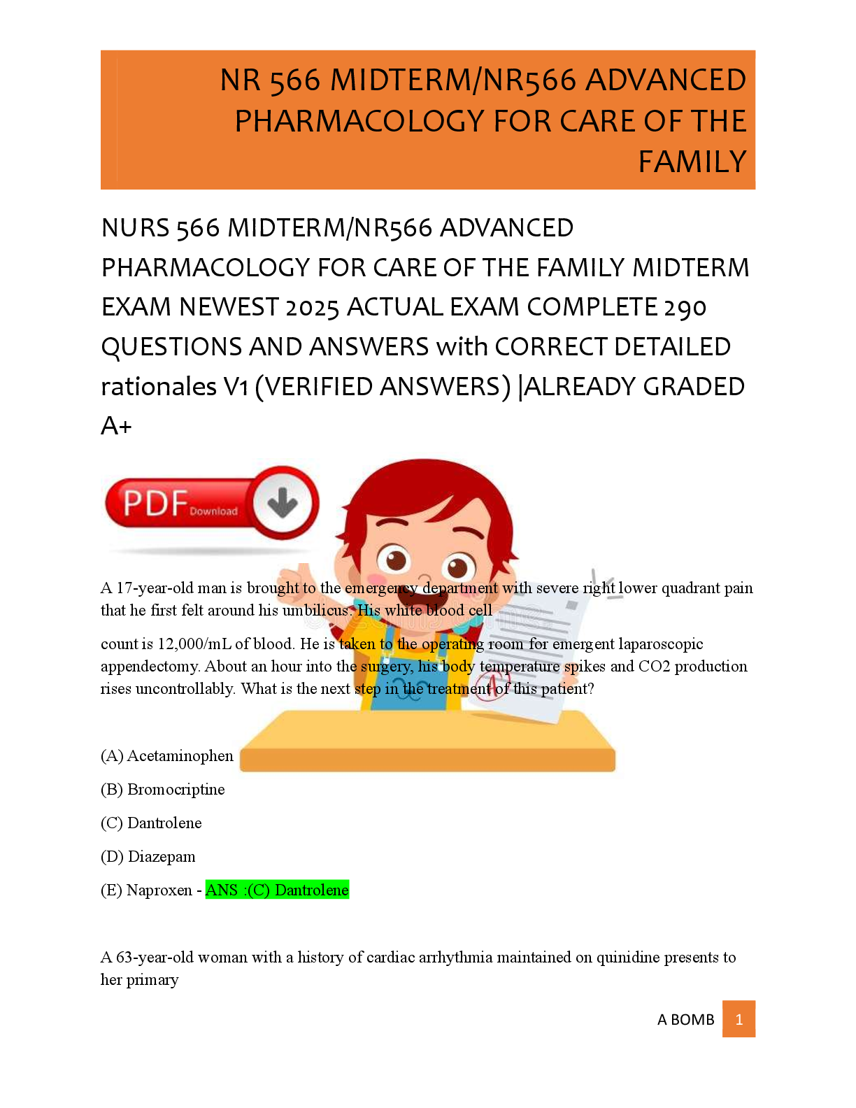 NURS 566 MIDTERM/NR566 ADVANCED  PHARMACOLOGY FOR CARE OF THE FAMILY MIDTERM  EXAM NEWEST 2025 ACTUAL EXAM COMPLETE 290  QUESTIONS AND ANSWERS with CORRECT DETAILED  rationales V1 (VERIFIED ANSWERS) |ALREADY GRADED  A+