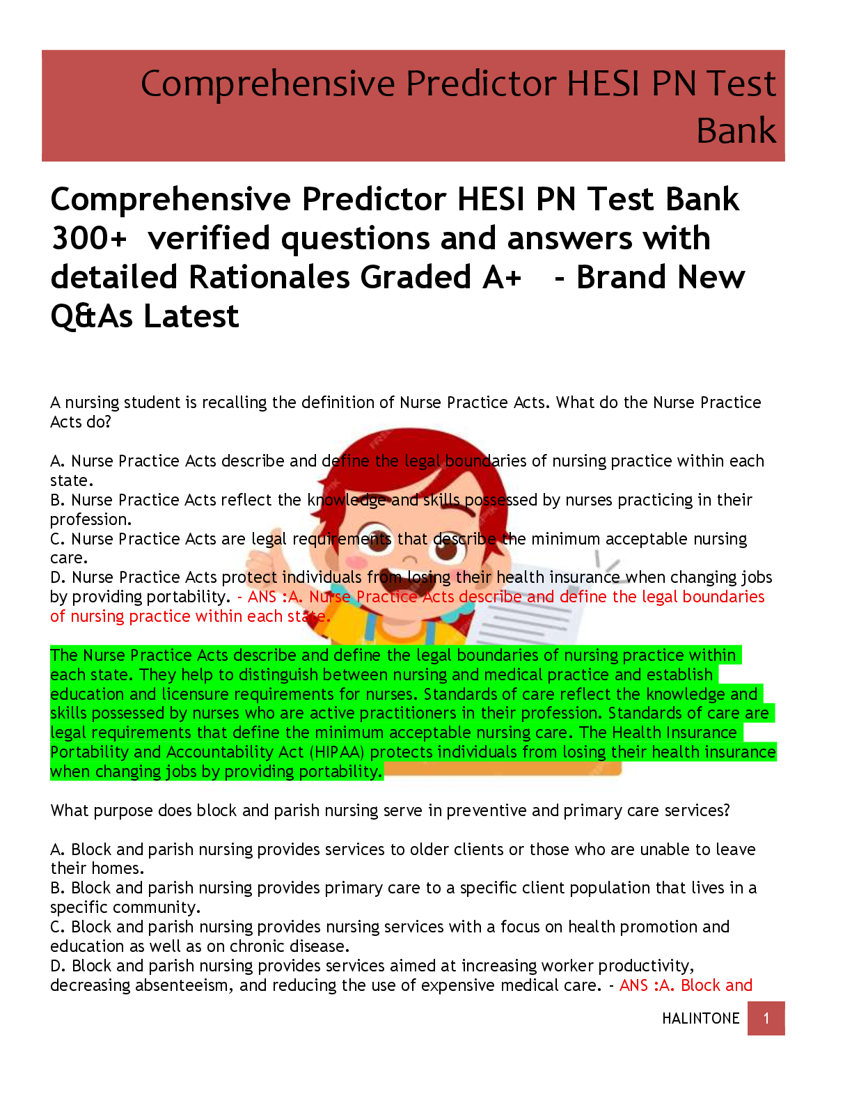 Comprehensive Predictor HESI PN Test Bank   300+  verified questions and answers with  detailed Rationales Graded A+   - Brand New  Q&As Latest