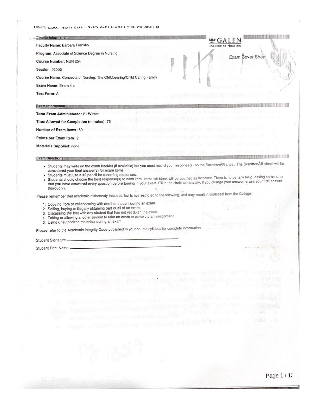 NUR 230 Maternal Exam 4 | Galen College of Nursing