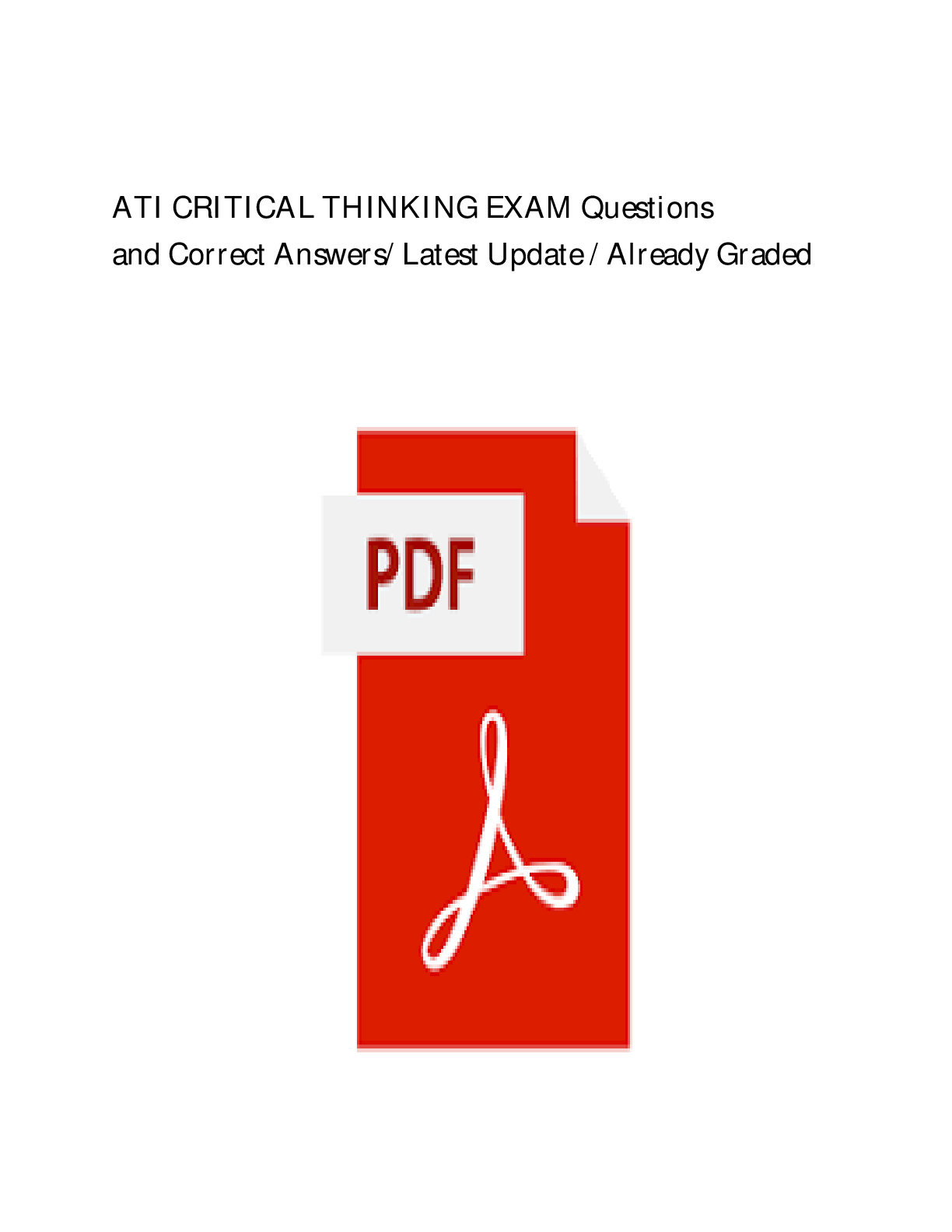 Preview image for ATI CRITICAL THINKING EXAM 2025 TEST BANK FOR ATI PROCTORED EXAM COMPLETE 200 QUESTIONS AND CORRECT DETAILED ANSWERS