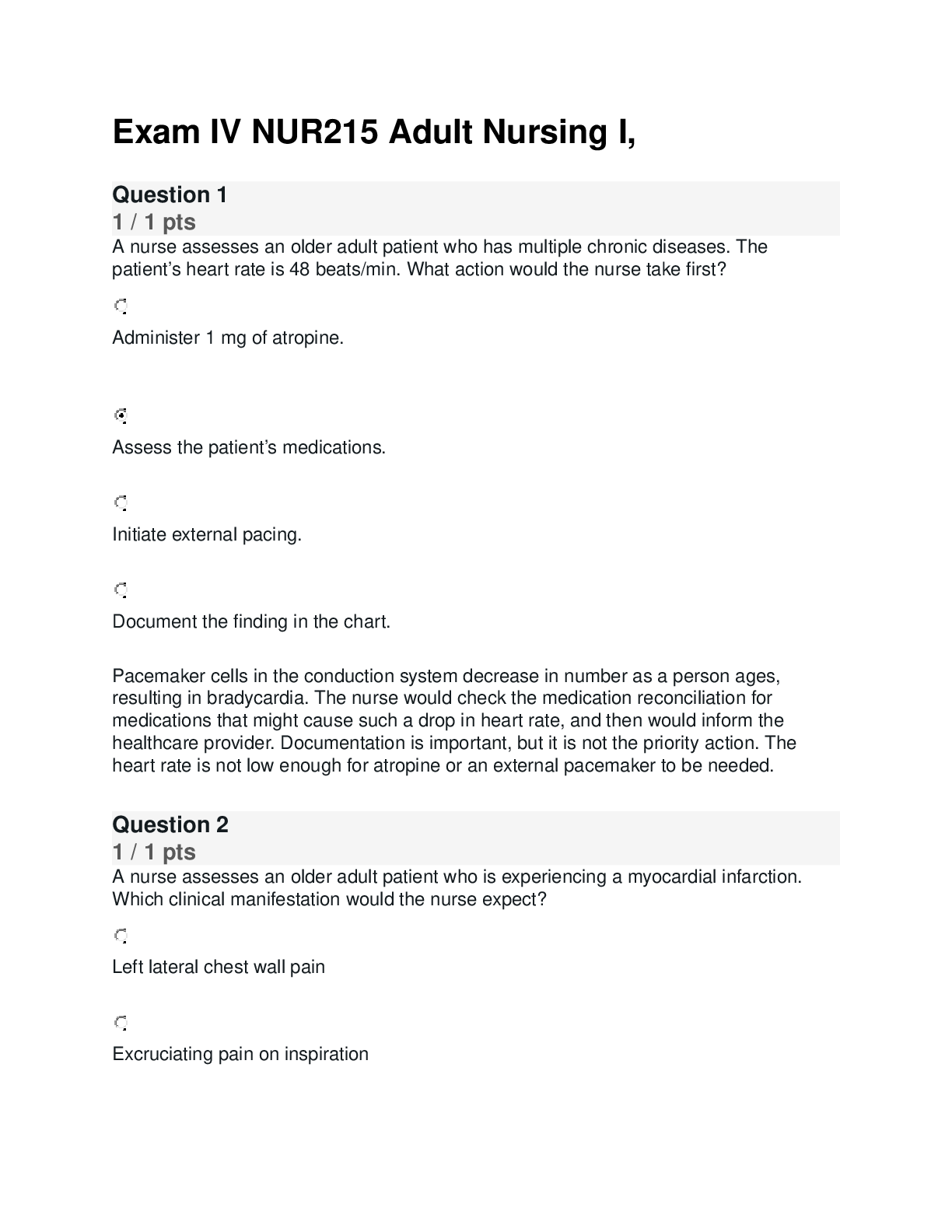 Preview image for NUR215 Adult Nursing I Exam 4