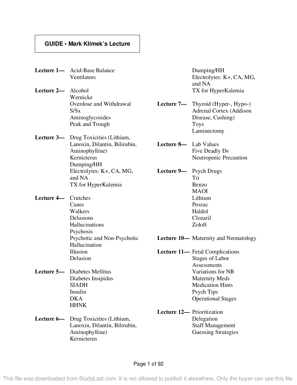 Preview image of Mark-Klimek-Nclex-Lectures-P document