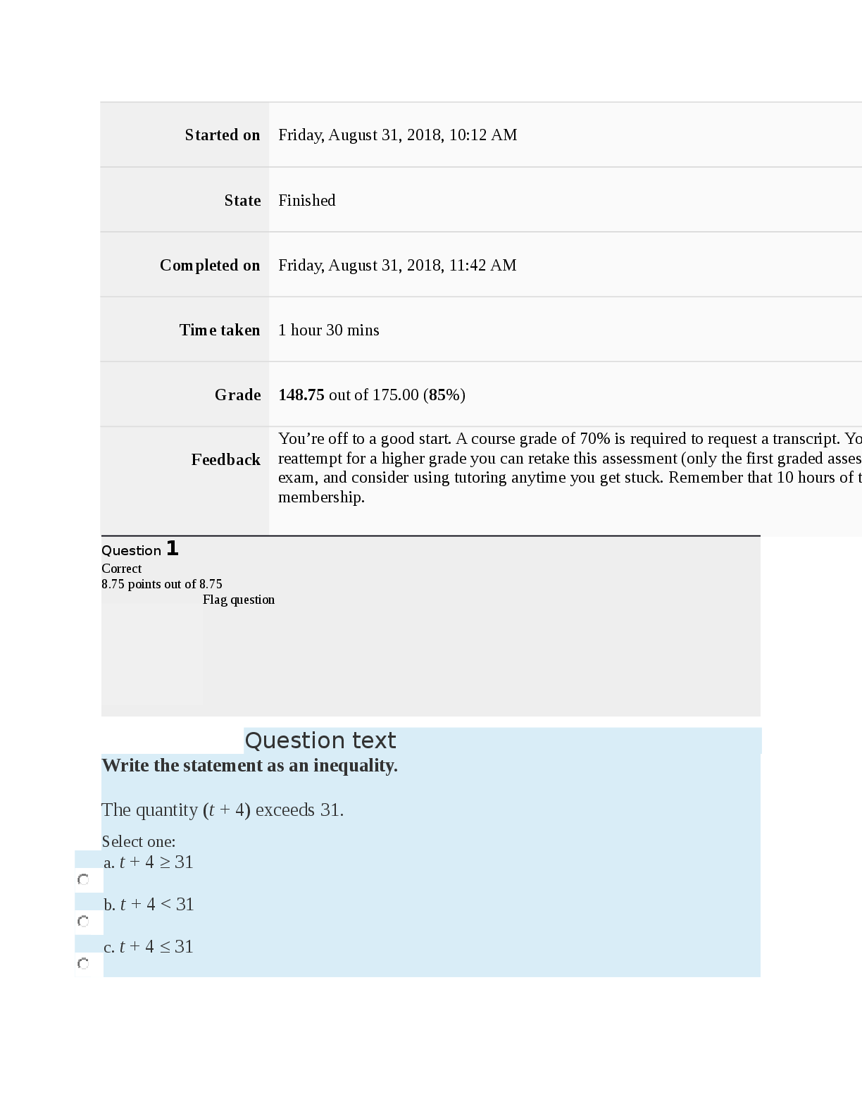 Preview image for MAT 101 Algebra week 1 exam (1)