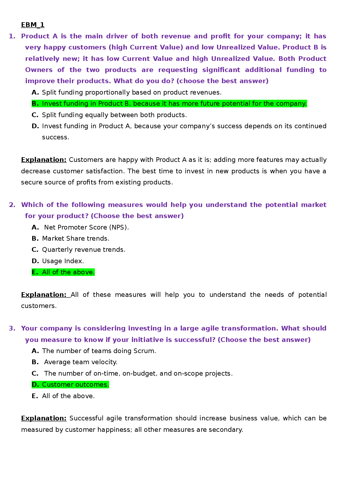 Preview image for FINANCE 360 EBM QUIZ With Answers Quantitative Decision Making (1)