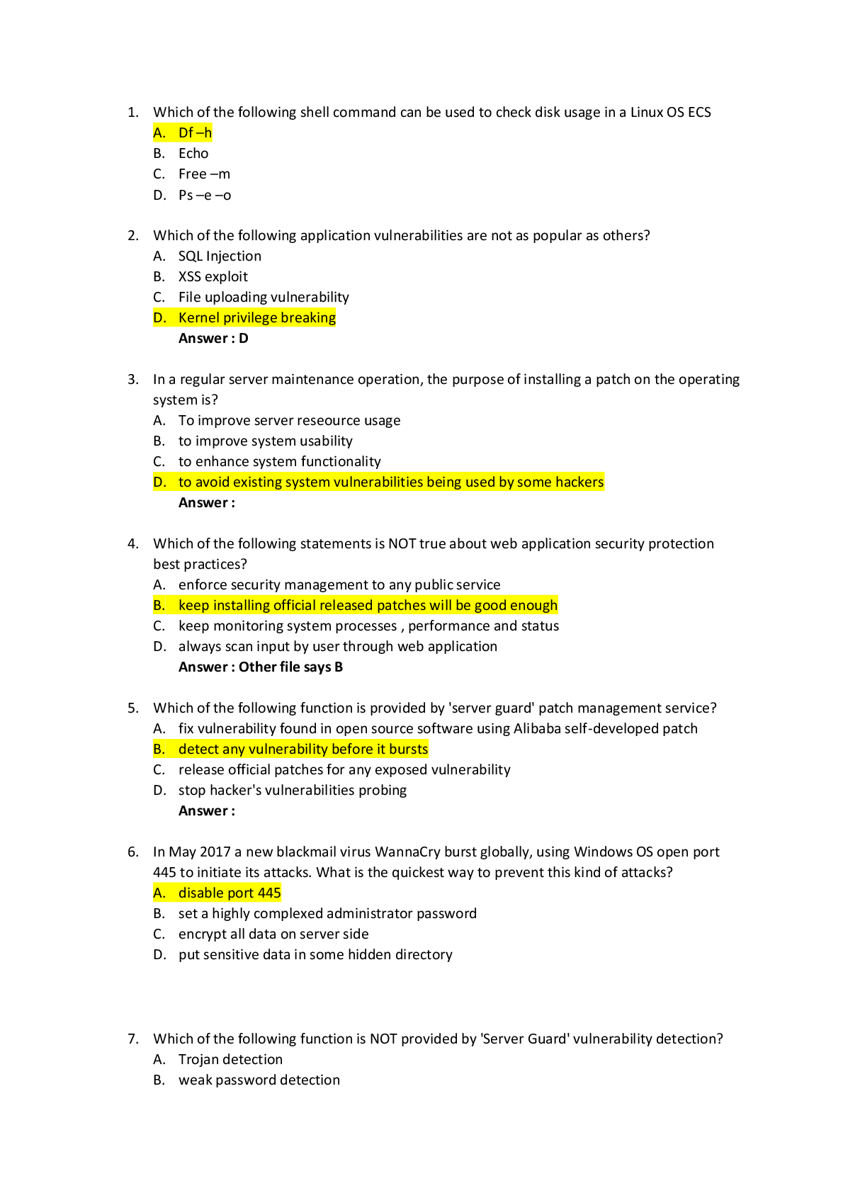 Preview image for Final Aca Cloud Security Exam With Answers 2023