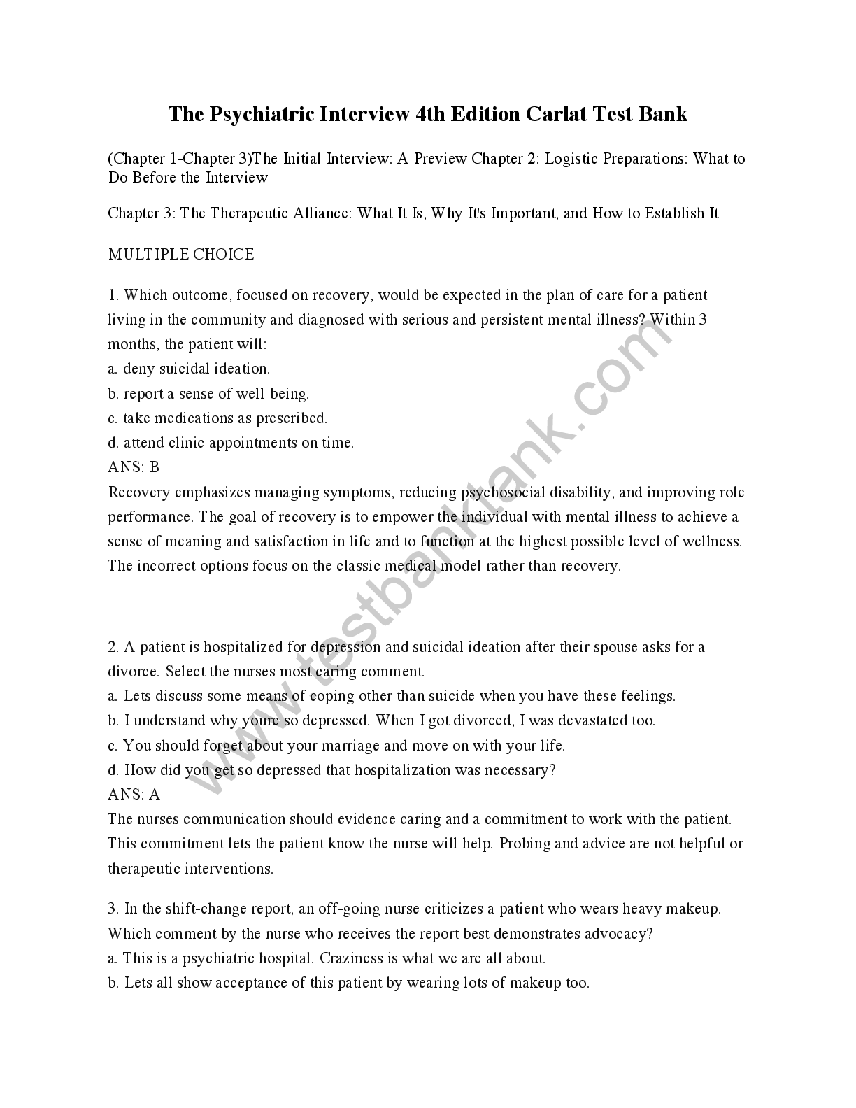 Preview image for The_Psychiatric_Interview_4th_Edition_Carlat_Test_Bank