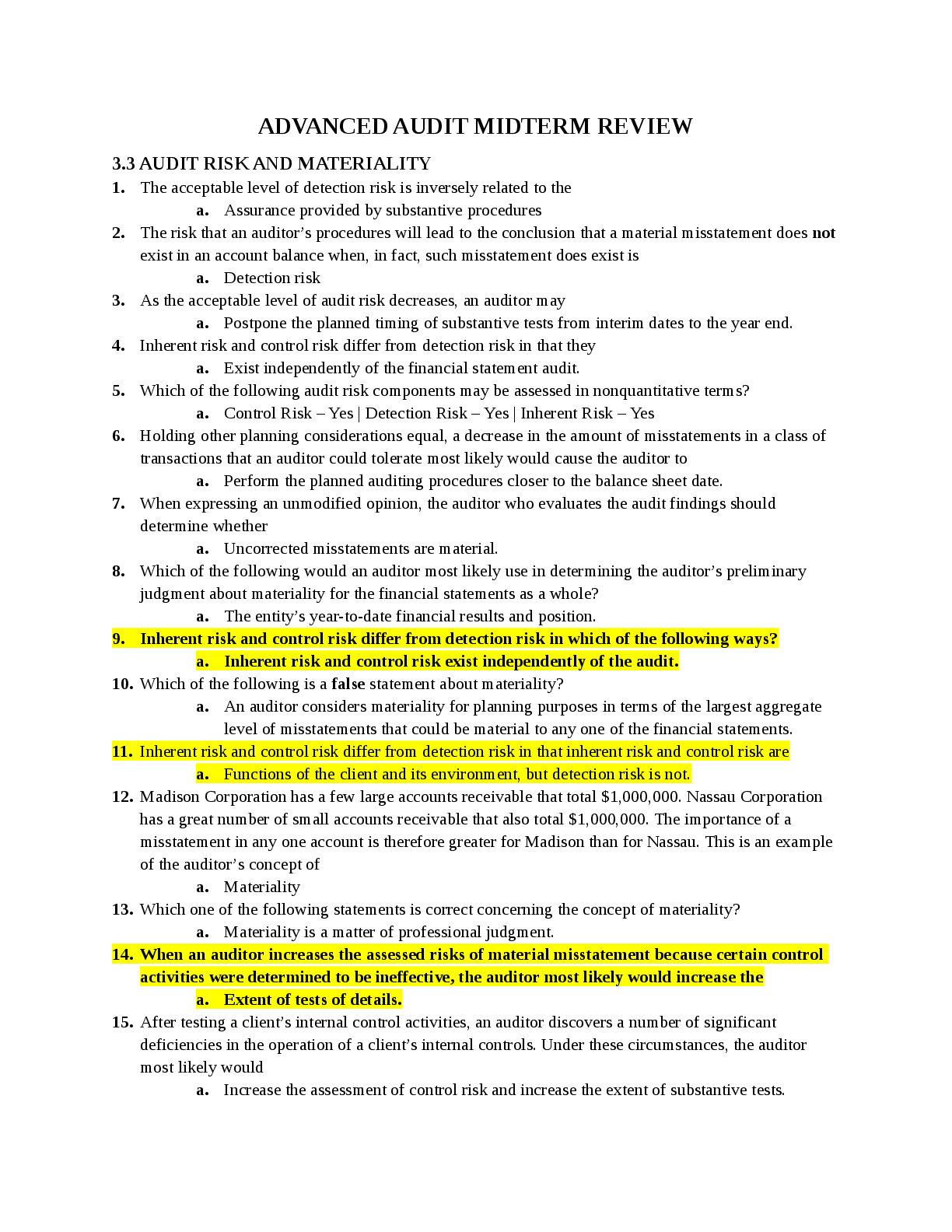 Preview image for MACC 609 Advanced Auditing Latest Questions and Answers