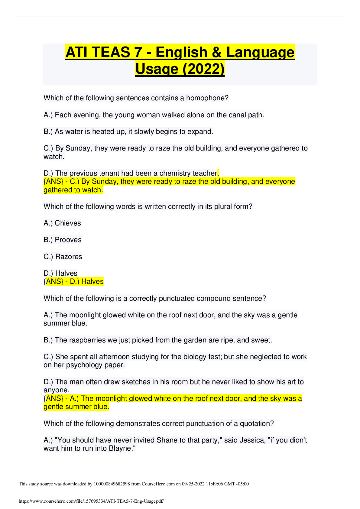 Preview image of ATI_TEAS_7_Eng_Usage document