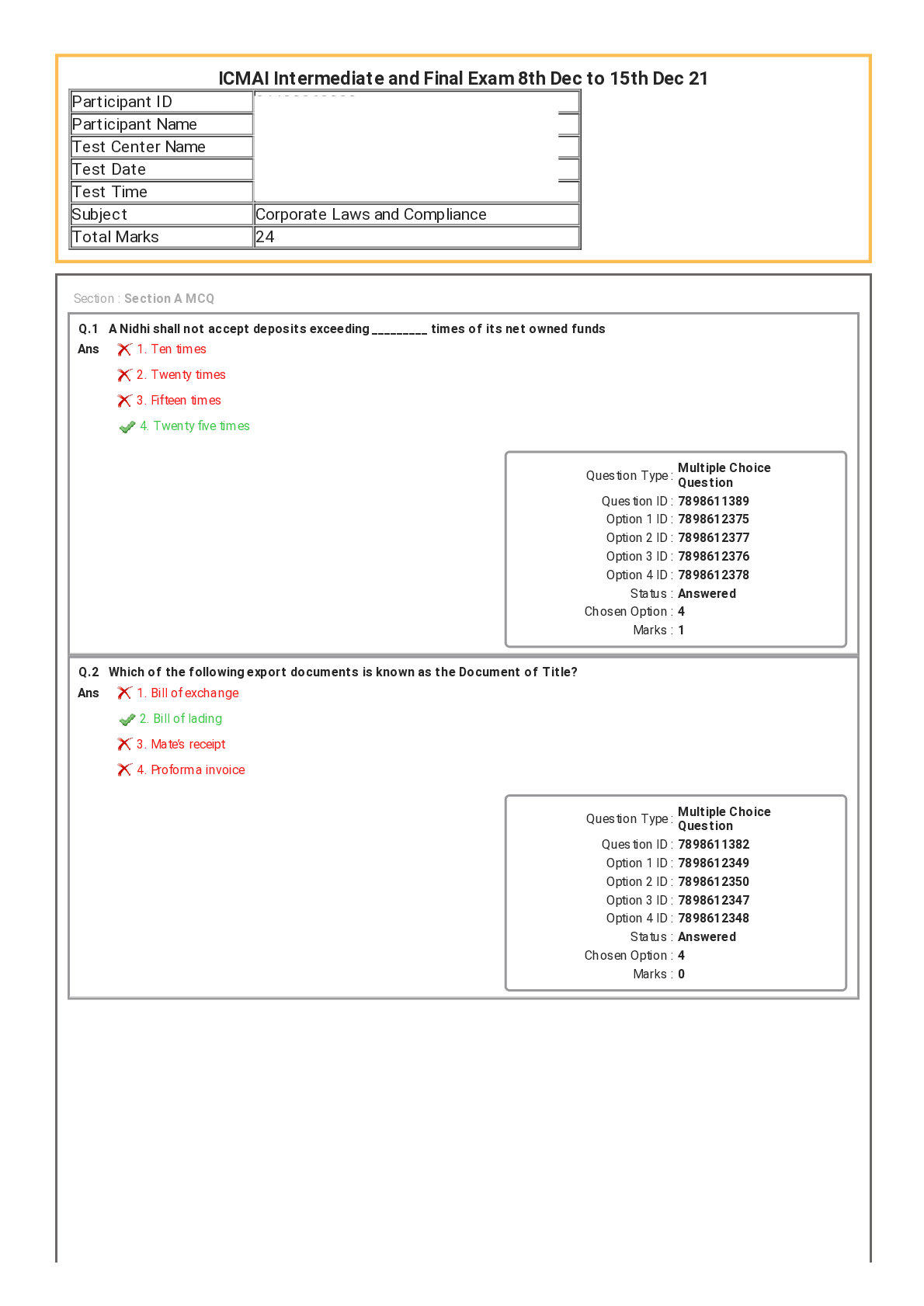 Preview image for CMA Intermediate and  Final  Exam for all subjects 2023 (1)