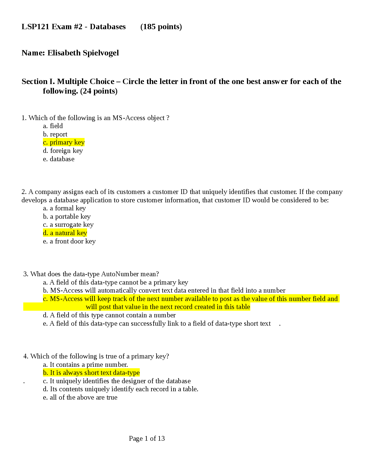 Preview image for LSP121 Exam 2 Questions and Answers